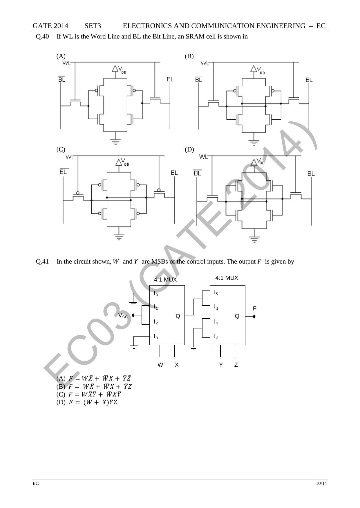 GATE 2014 Electronics and Communication Engineering (EC) Question Paper with Answer Key - Page 57