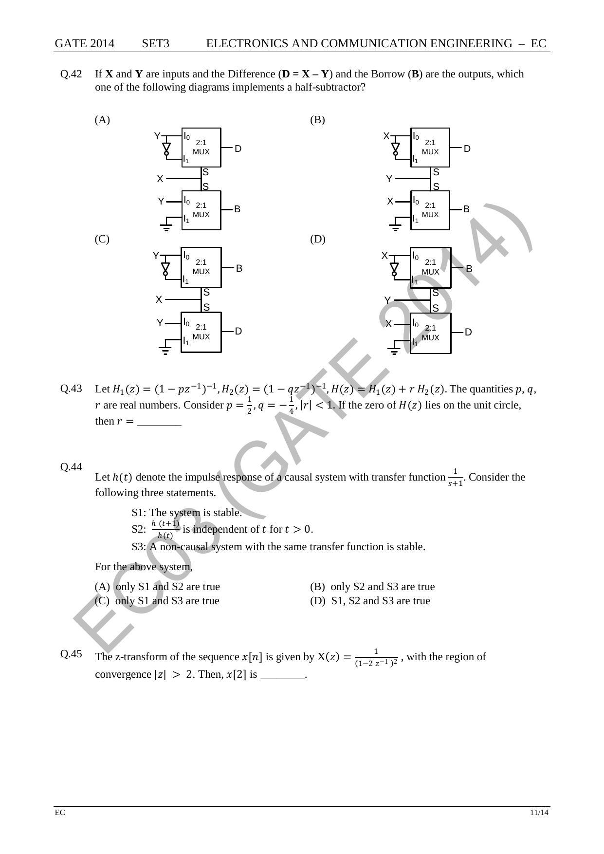 GATE 2014 Electronics and Communication Engineering (EC) Question Paper with Answer Key - Page 58