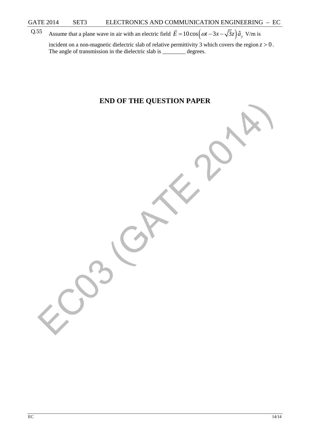 GATE 2014 Electronics and Communication Engineering (EC) Question Paper with Answer Key - Page 61