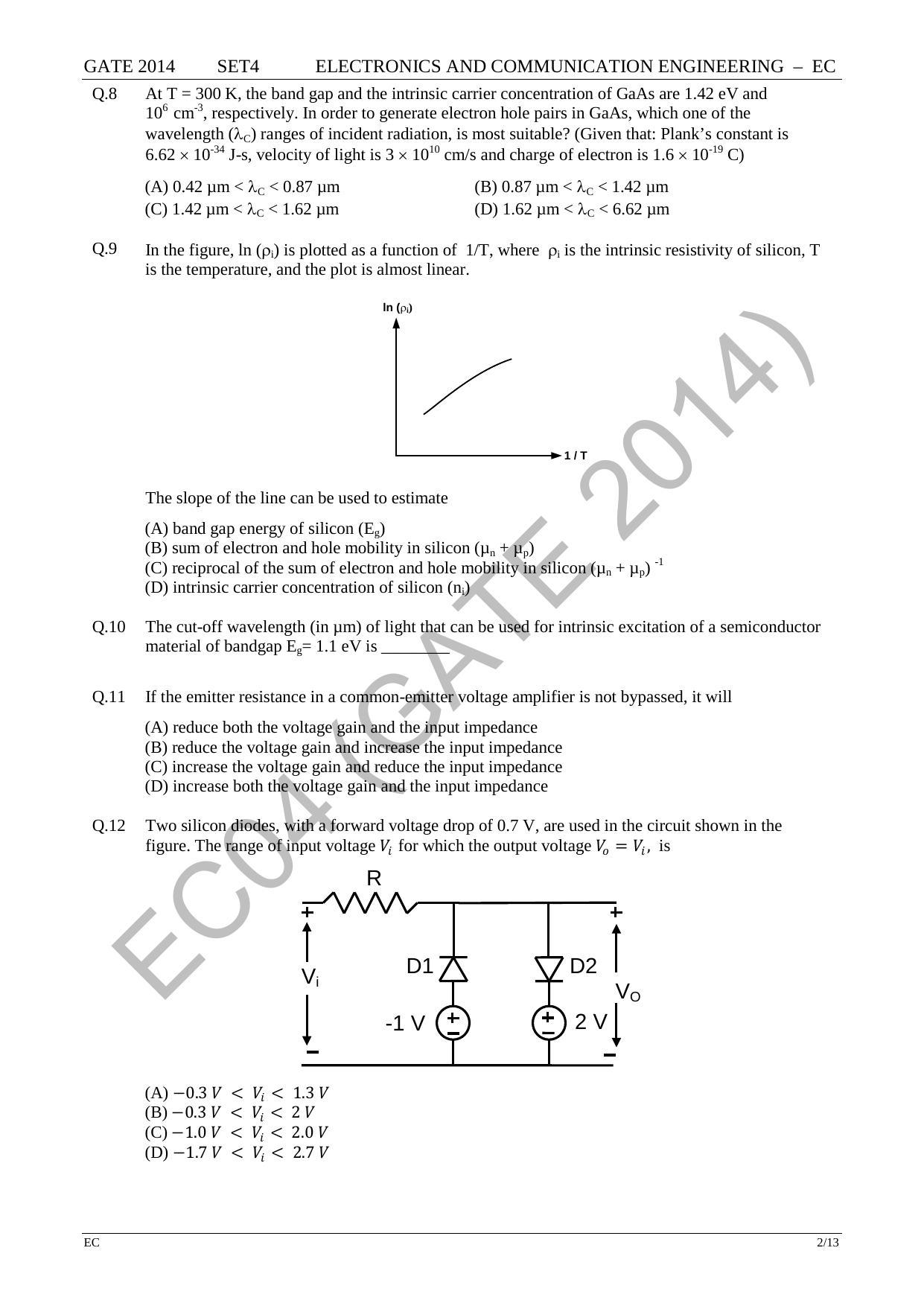 GATE 2014 Electronics and Communication Engineering (EC) Question Paper with Answer Key - Page 71