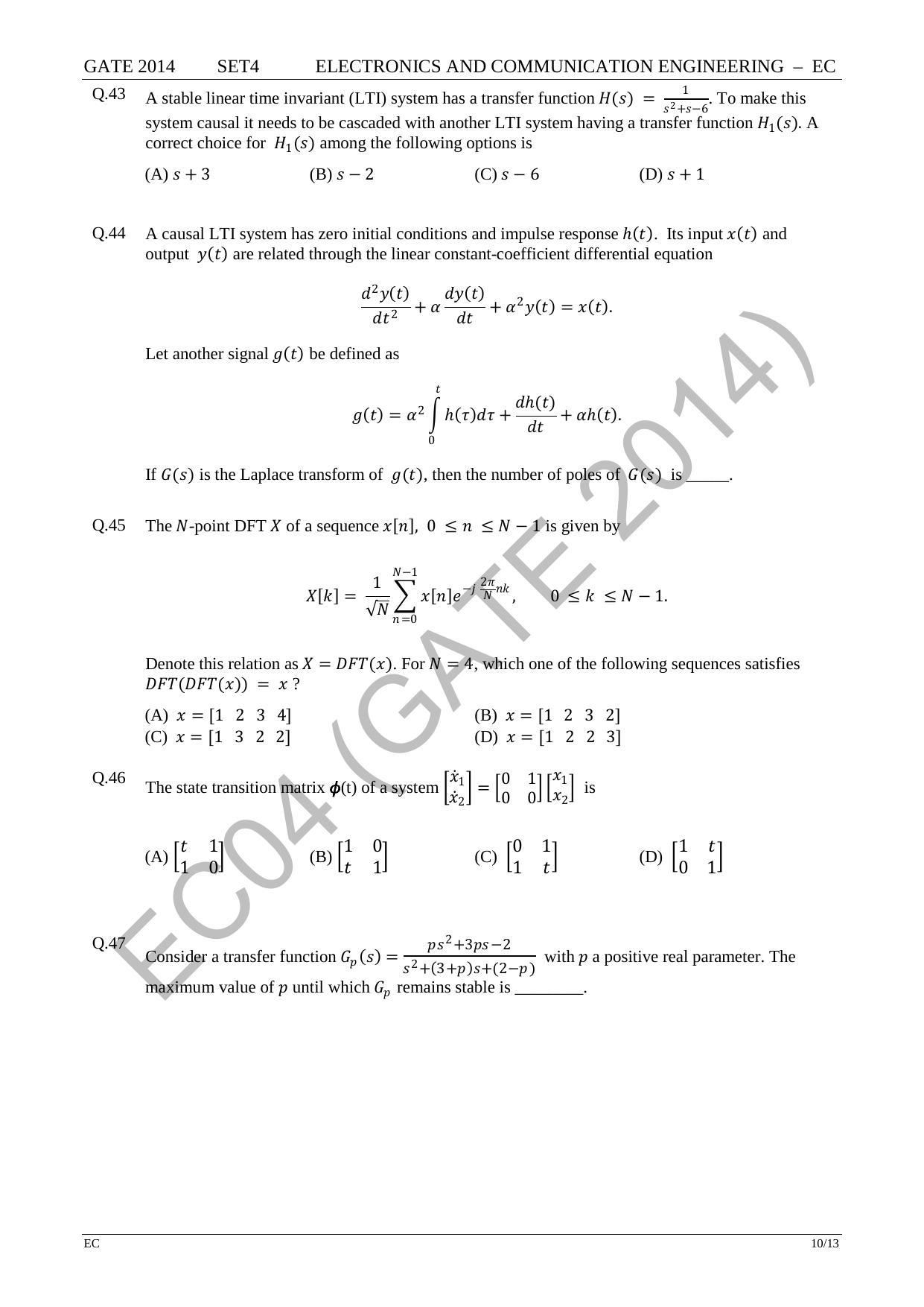 GATE 2014 Electronics and Communication Engineering (EC) Question Paper with Answer Key - Page 79