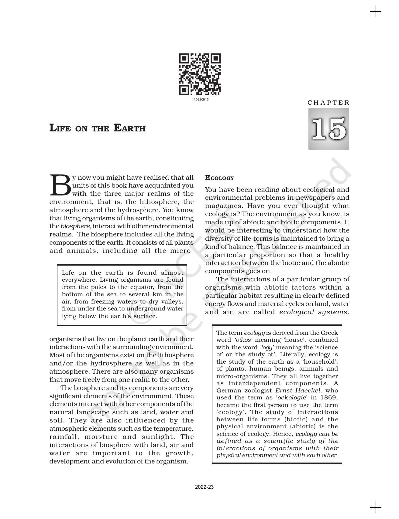 NCERT Book for Class 11 Geography (Part-I) Chapter 15 Life on the Earth - Page 2