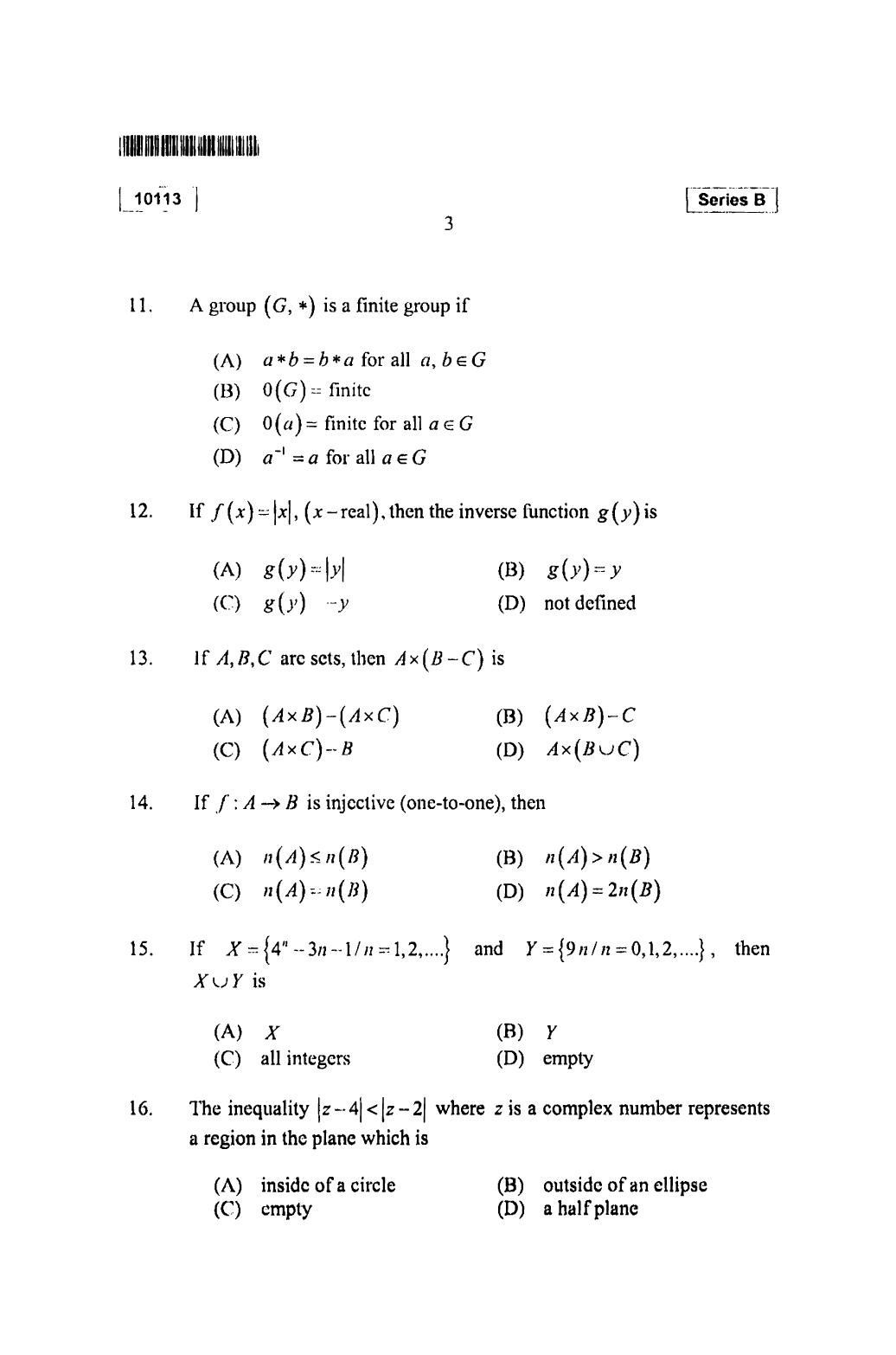 CUSAT CAT 2013 Mathematics, Physics & Chemistry Question Paper - Page 4