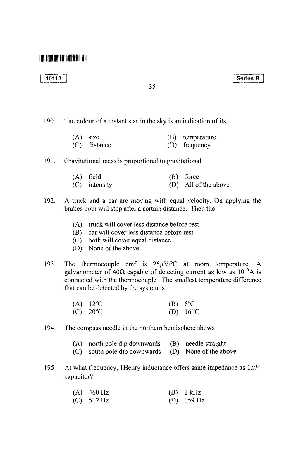 CUSAT CAT 2013 Mathematics, Physics & Chemistry Question Paper - Page 36