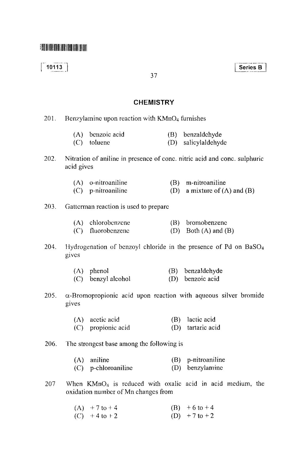 CUSAT CAT 2013 Mathematics, Physics & Chemistry Question Paper - Page 38