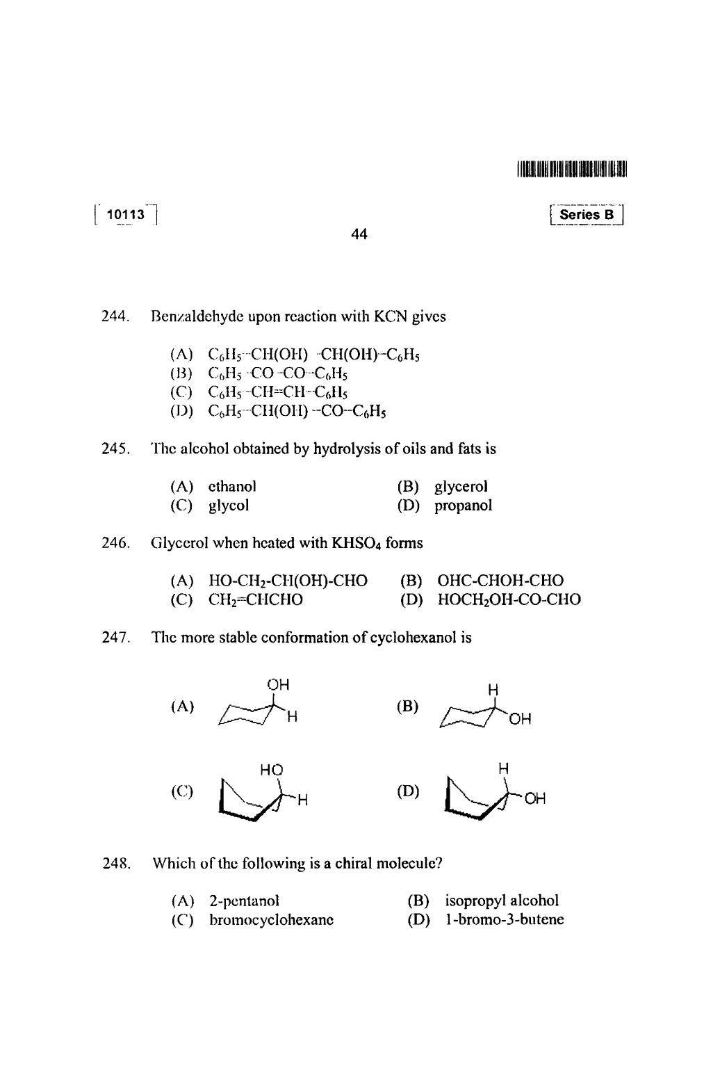 CUSAT CAT 2013 Mathematics, Physics & Chemistry Question Paper - Page 44