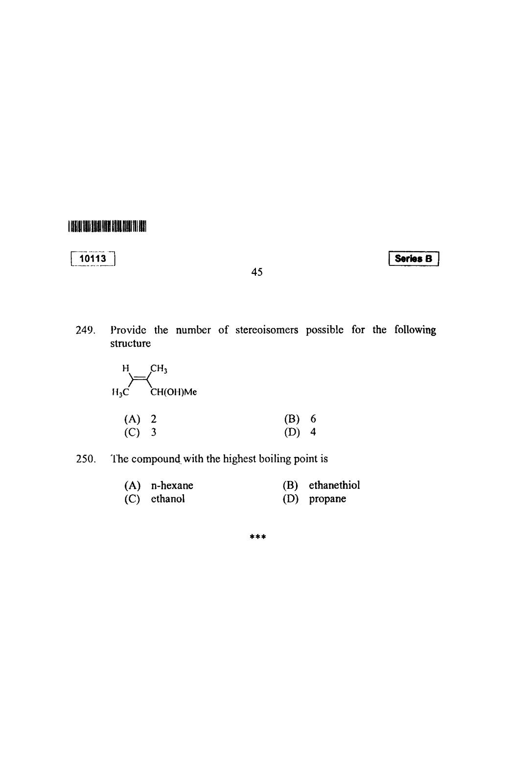 CUSAT CAT 2013 Mathematics, Physics & Chemistry Question Paper - Page 45