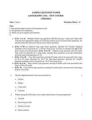 NIOS Class 12 Geography (New) Sample Paper
