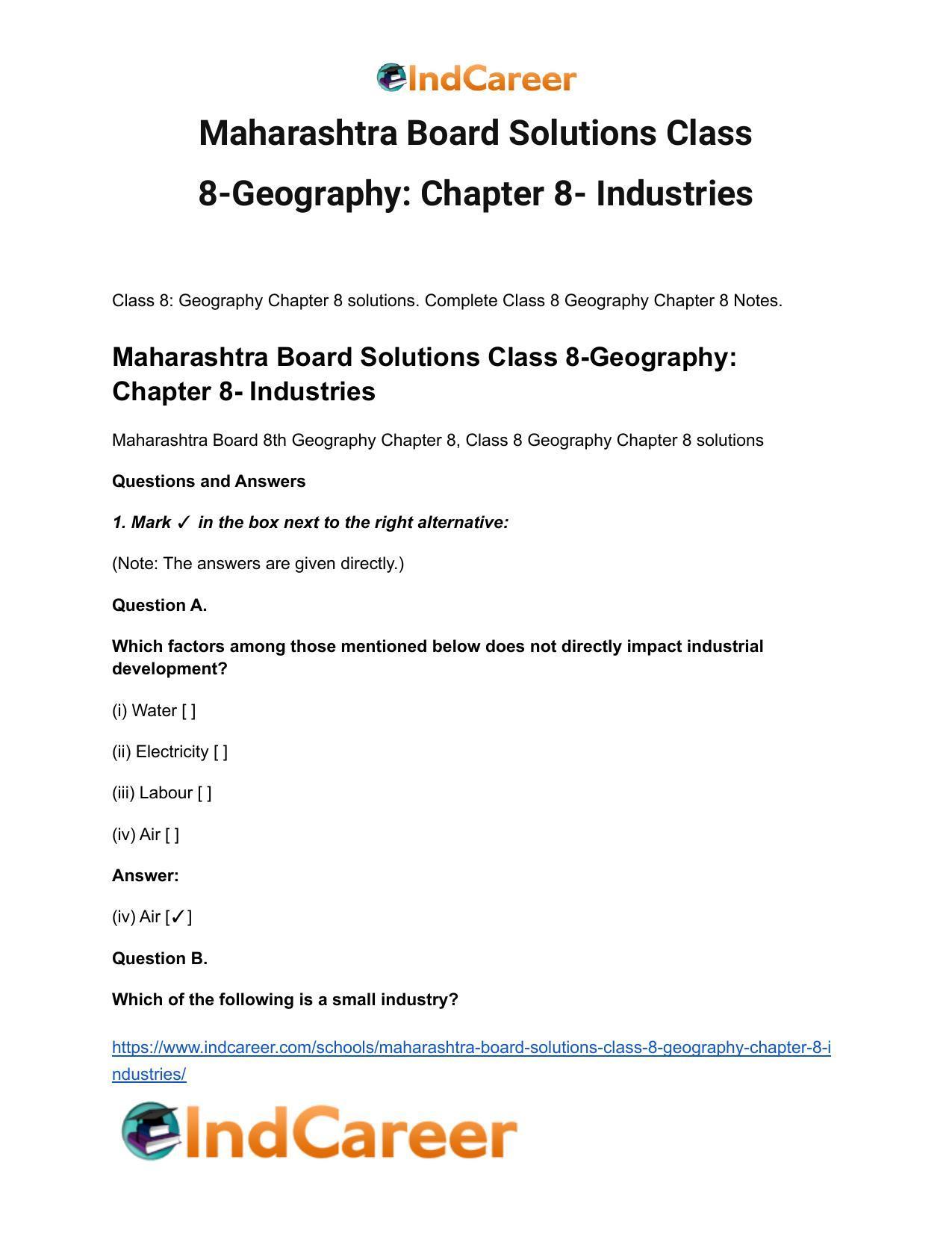 Maharashtra Board Solutions Class 8-Geography: Chapter 8- Industries - Page 2