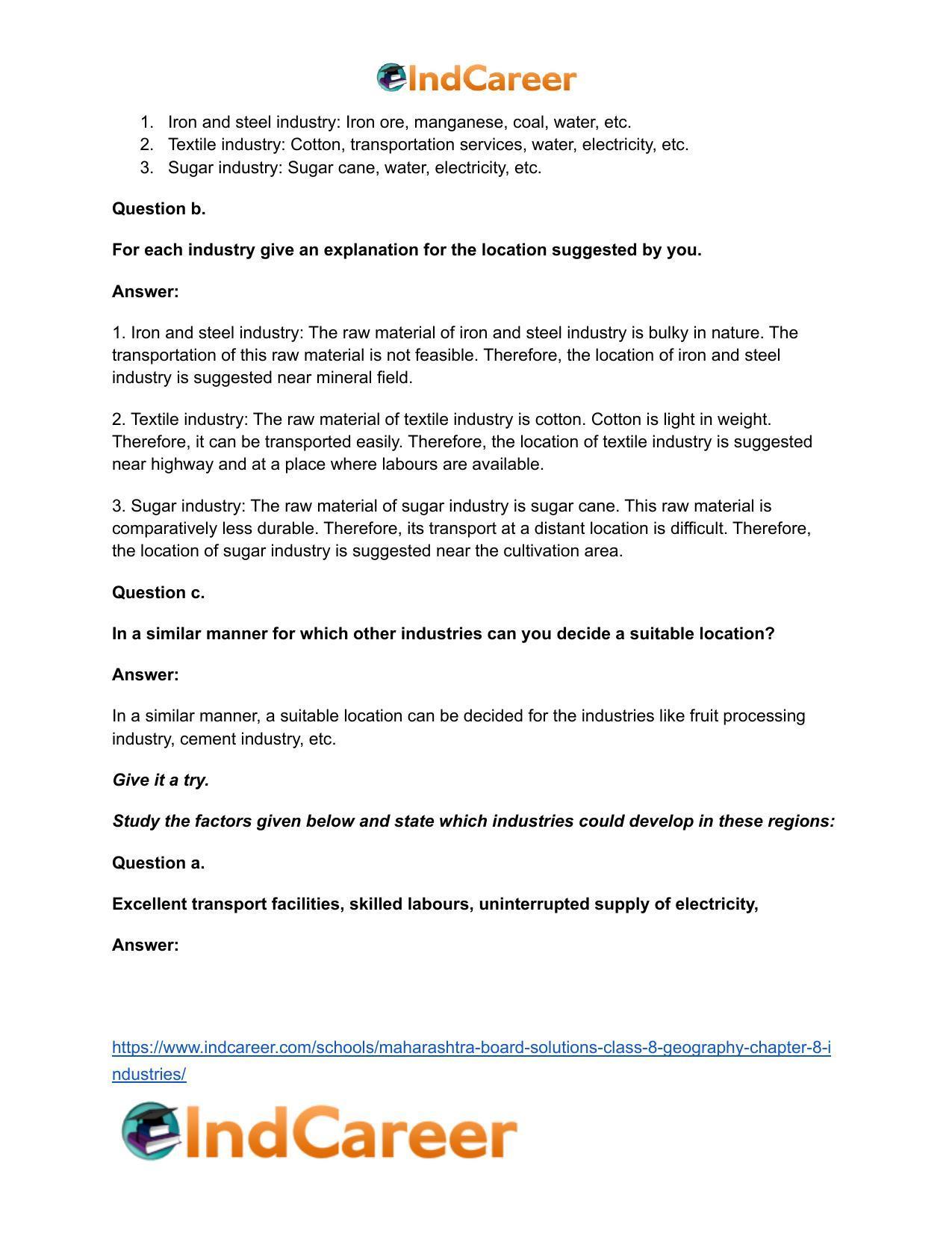 Maharashtra Board Solutions Class 8-Geography: Chapter 8- Industries - Page 20