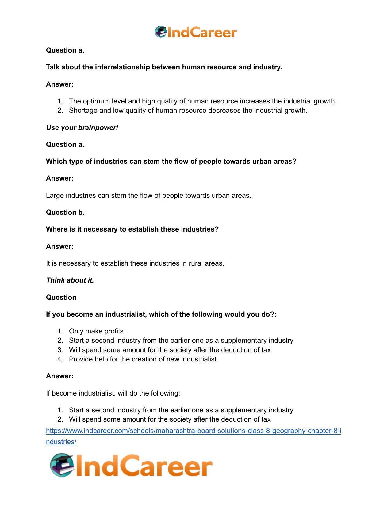 Maharashtra Board Solutions Class 8-Geography: Chapter 8- Industries - Page 29