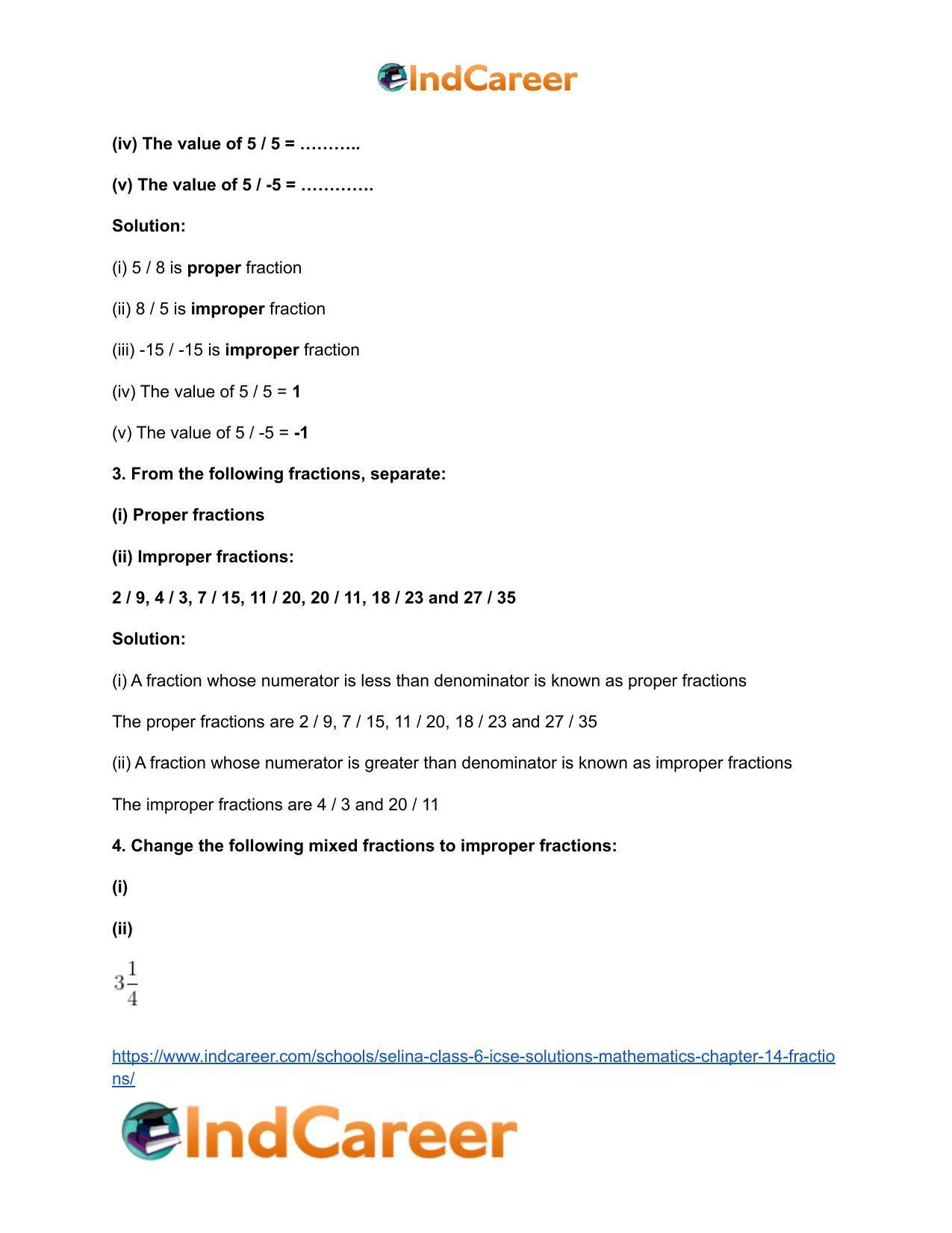 Selina Class 6 ICSE Solutions Mathematics : Chapter 14- Fractions - Page 3