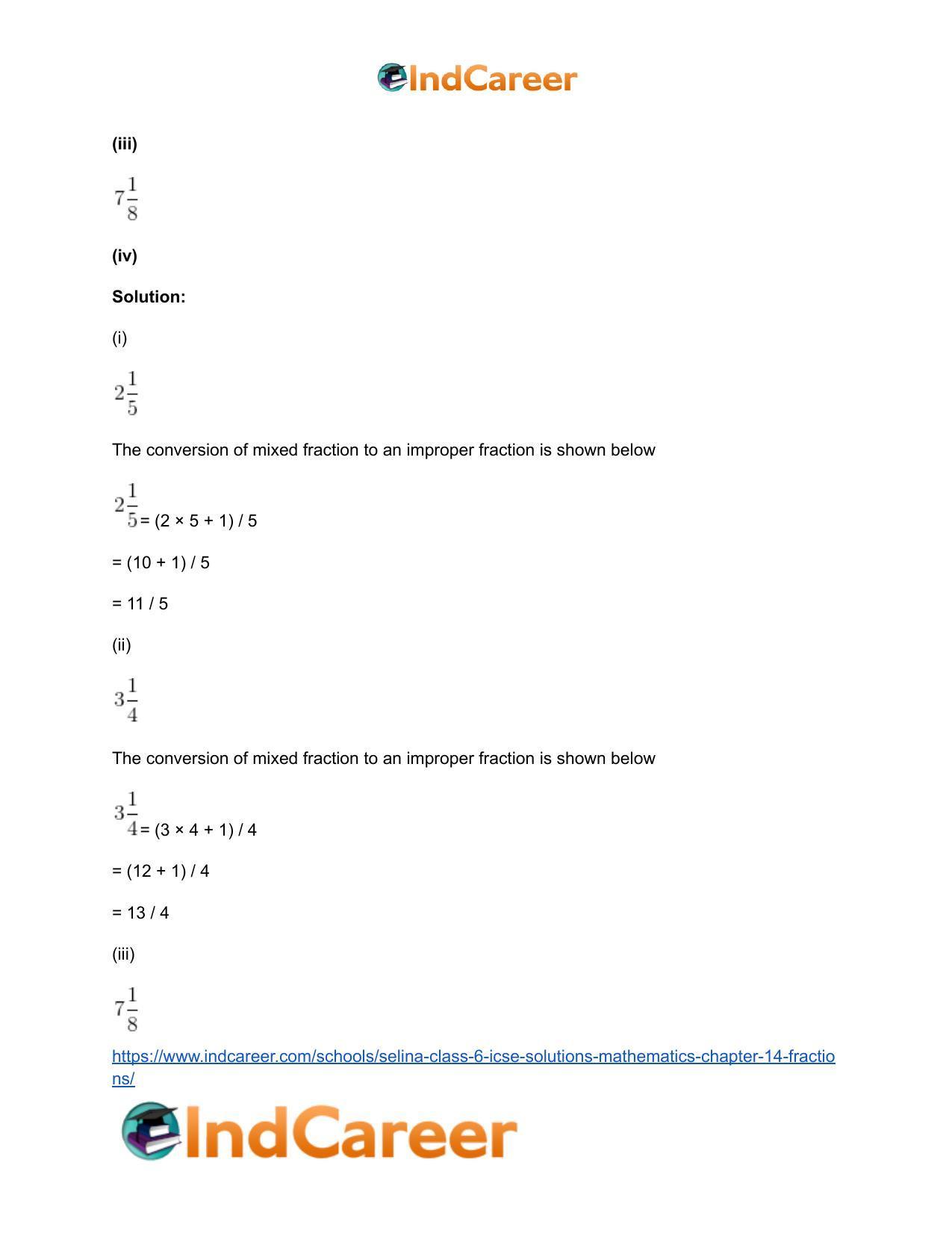 Selina Class 6 ICSE Solutions Mathematics : Chapter 14- Fractions - Page 4