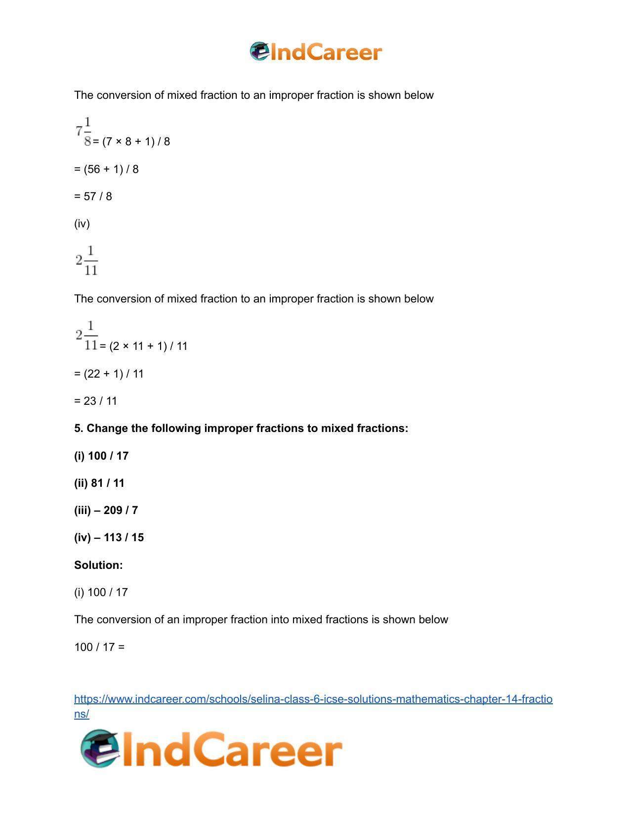 Selina Class 6 ICSE Solutions Mathematics : Chapter 14- Fractions - Page 5