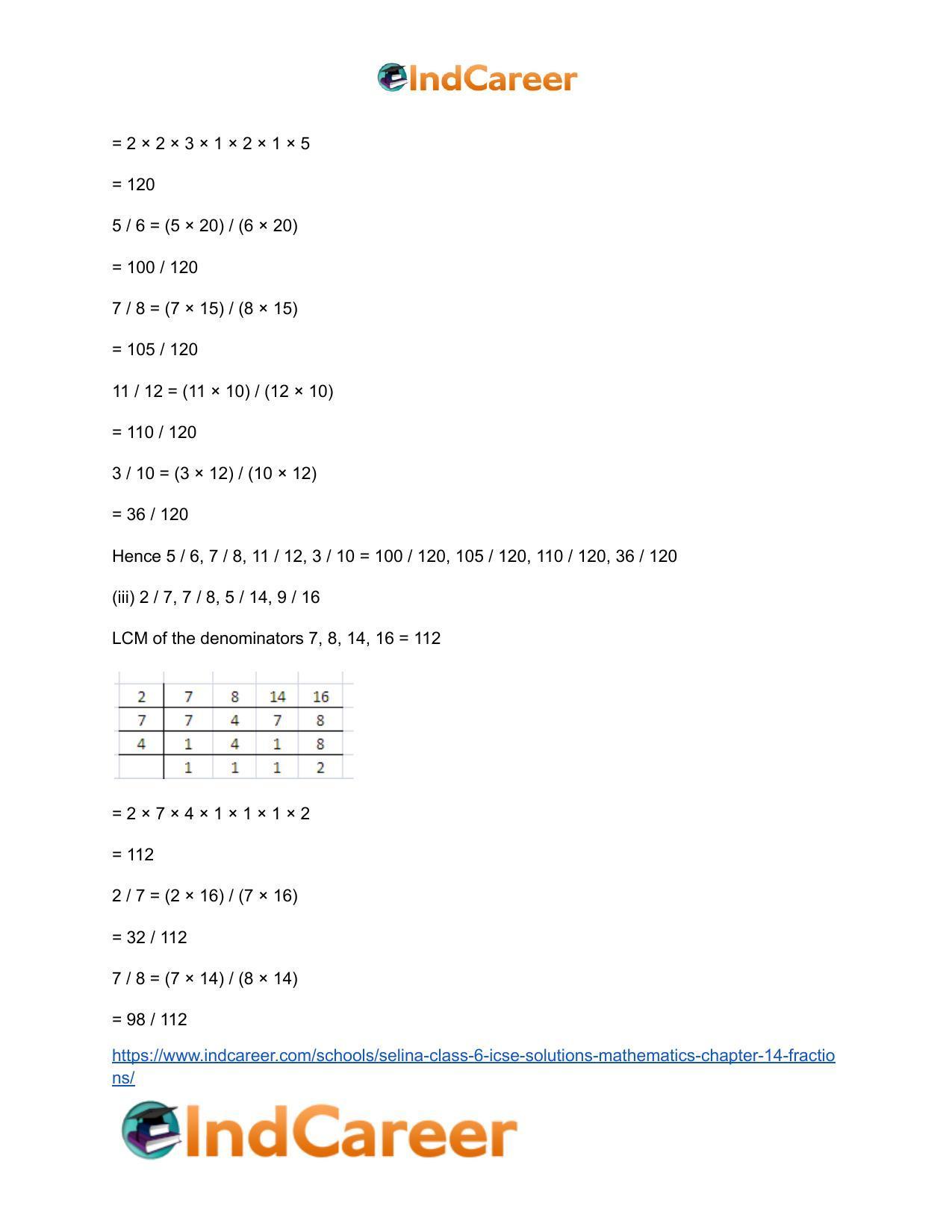 Selina Class 6 ICSE Solutions Mathematics : Chapter 14- Fractions - Page 8