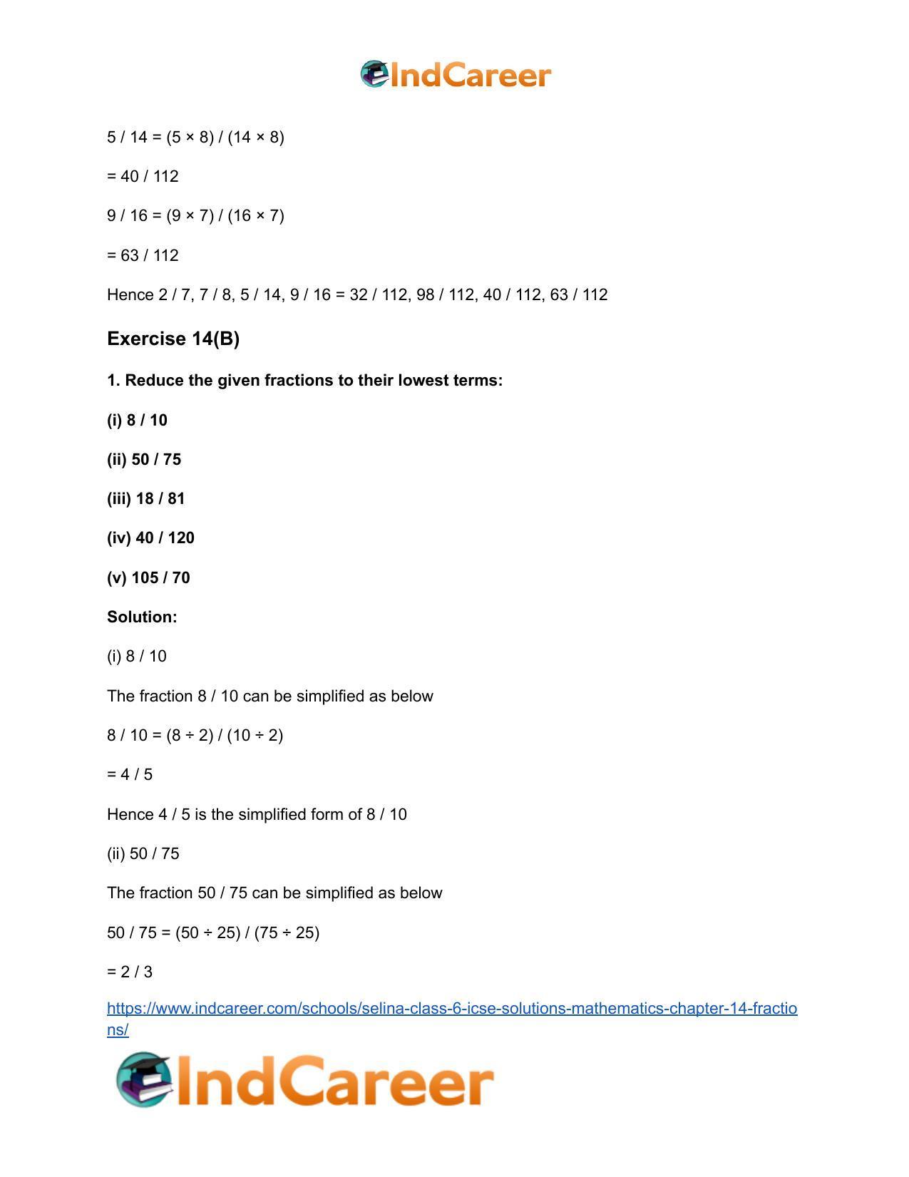 Selina Class 6 ICSE Solutions Mathematics : Chapter 14- Fractions - Page 9