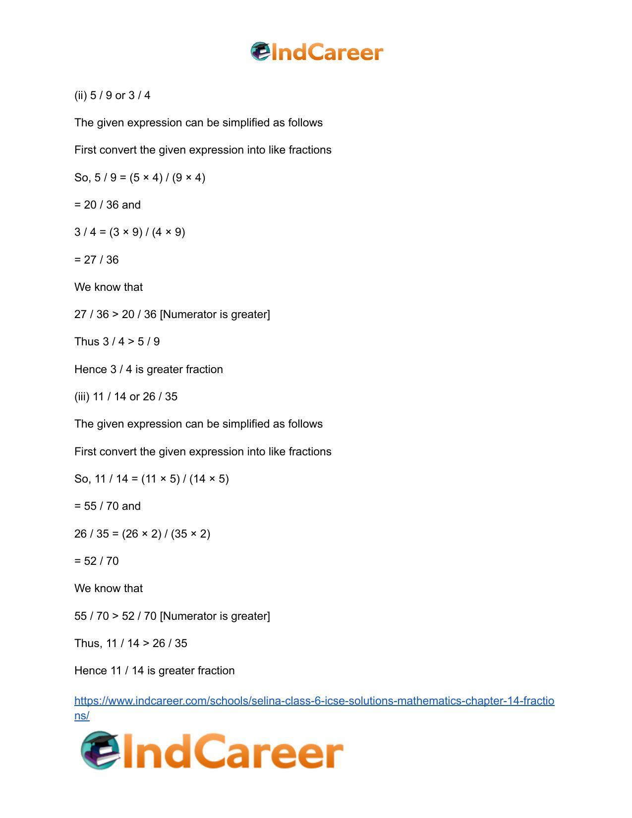 Selina Class 6 ICSE Solutions Mathematics : Chapter 14- Fractions - Page 13
