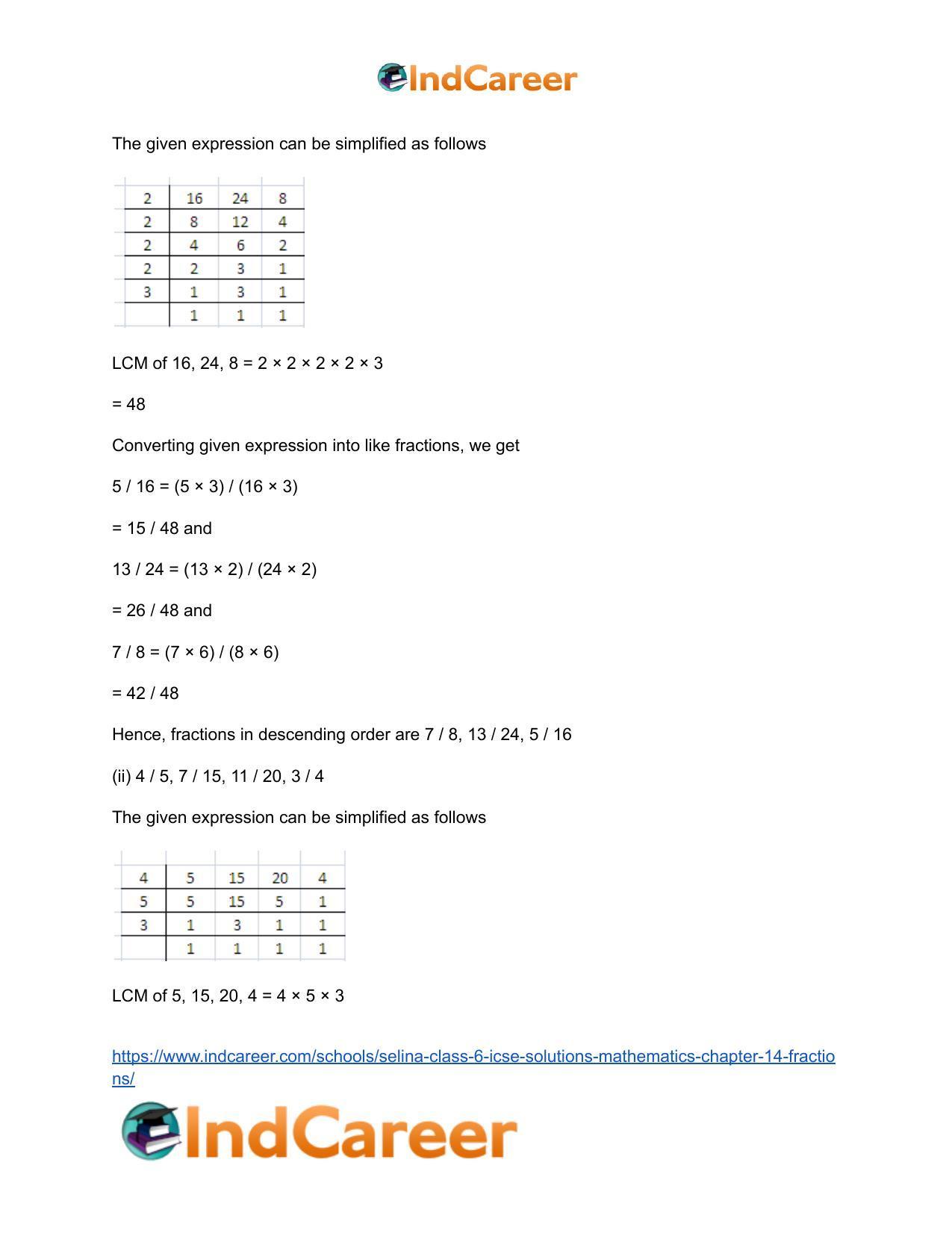 Selina Class 6 ICSE Solutions Mathematics : Chapter 14- Fractions - Page 16