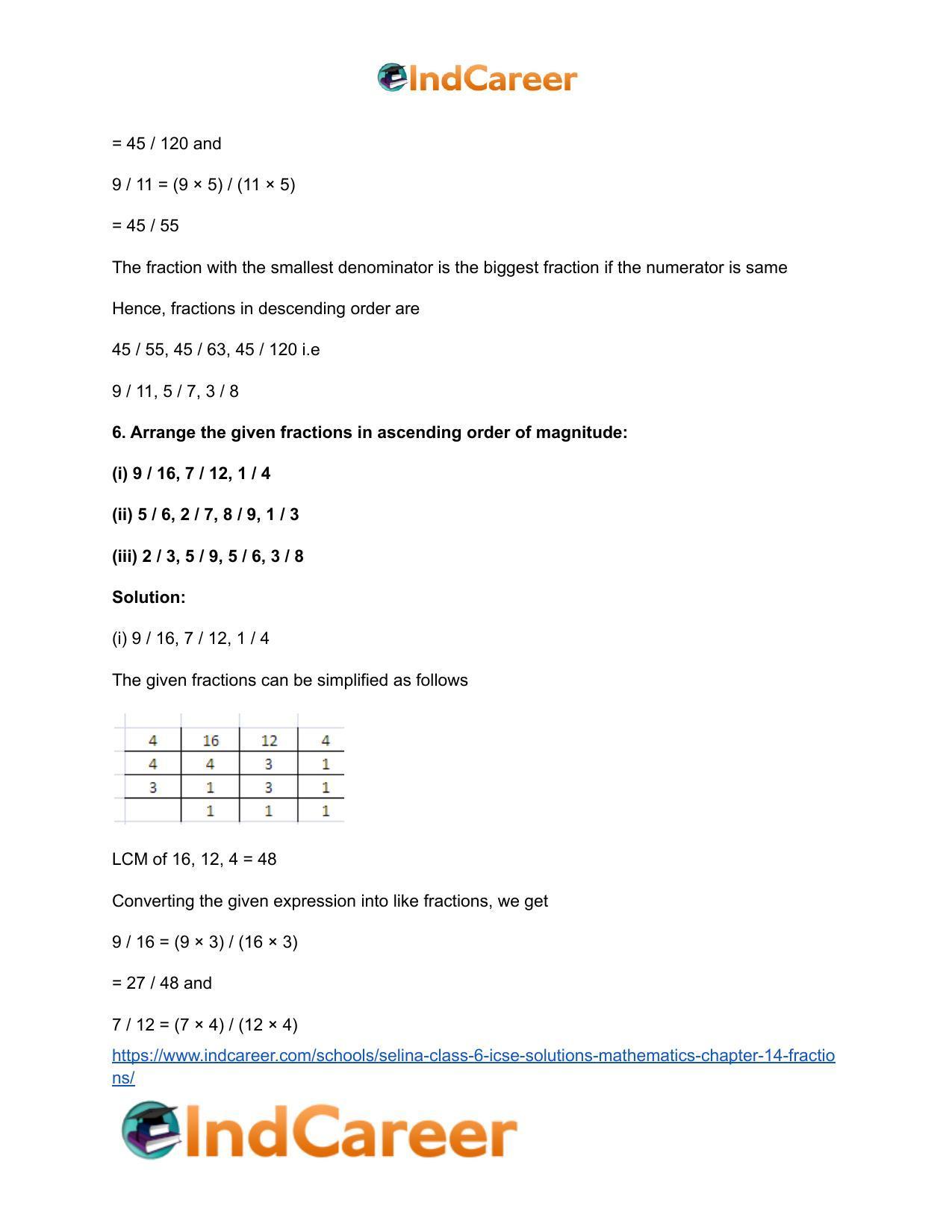 Selina Class 6 ICSE Solutions Mathematics : Chapter 14- Fractions - Page 18