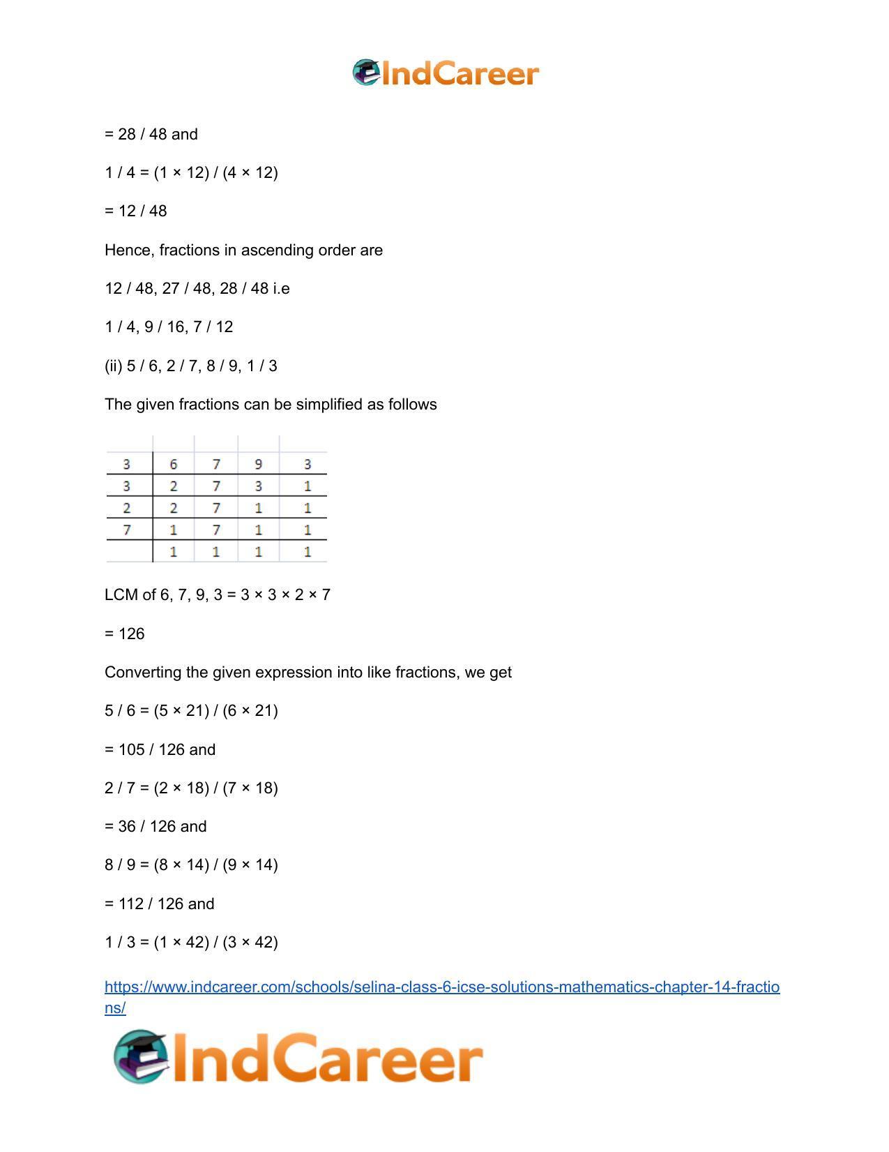Selina Class 6 ICSE Solutions Mathematics : Chapter 14- Fractions - Page 19