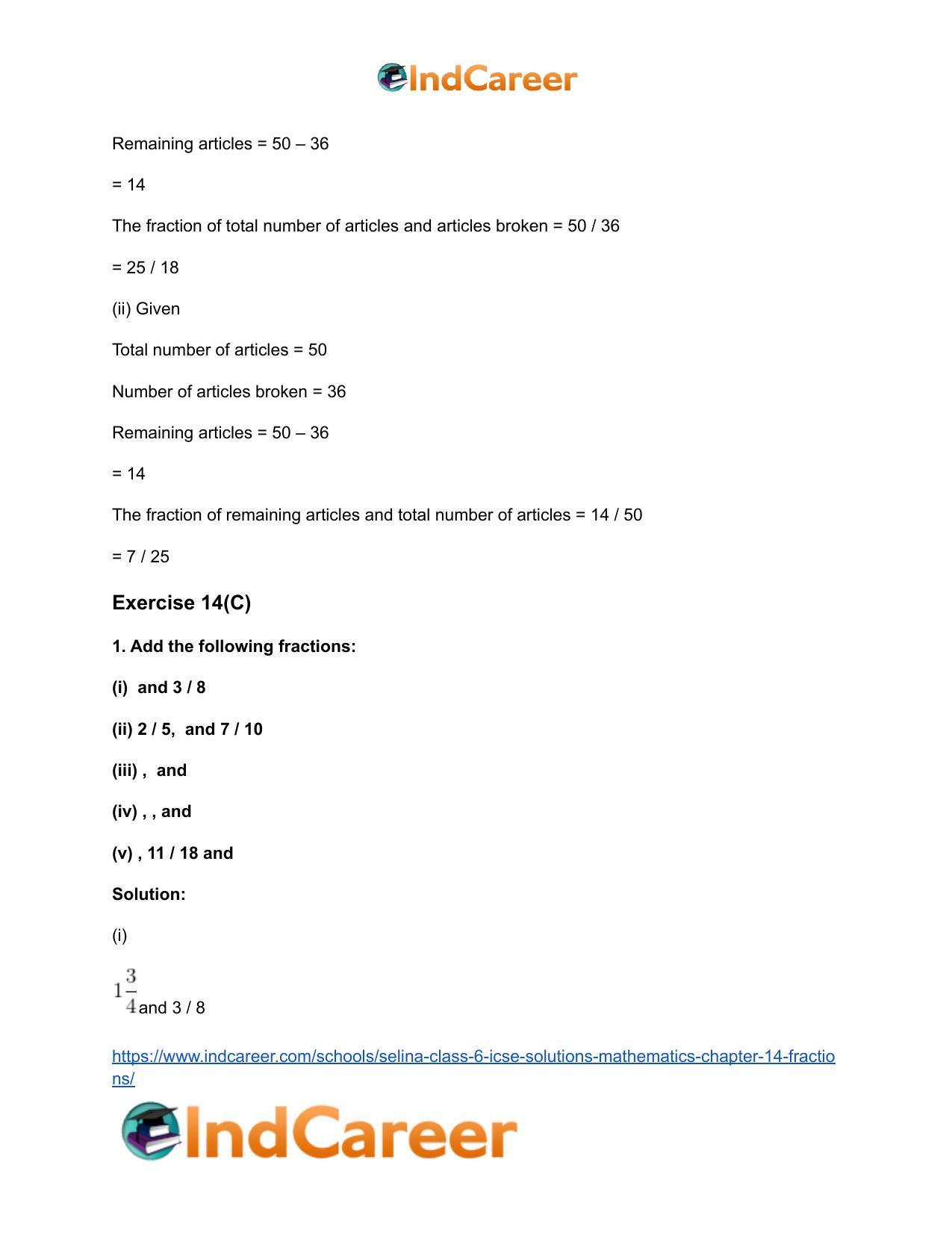 Selina Class 6 ICSE Solutions Mathematics : Chapter 14- Fractions - Page 24