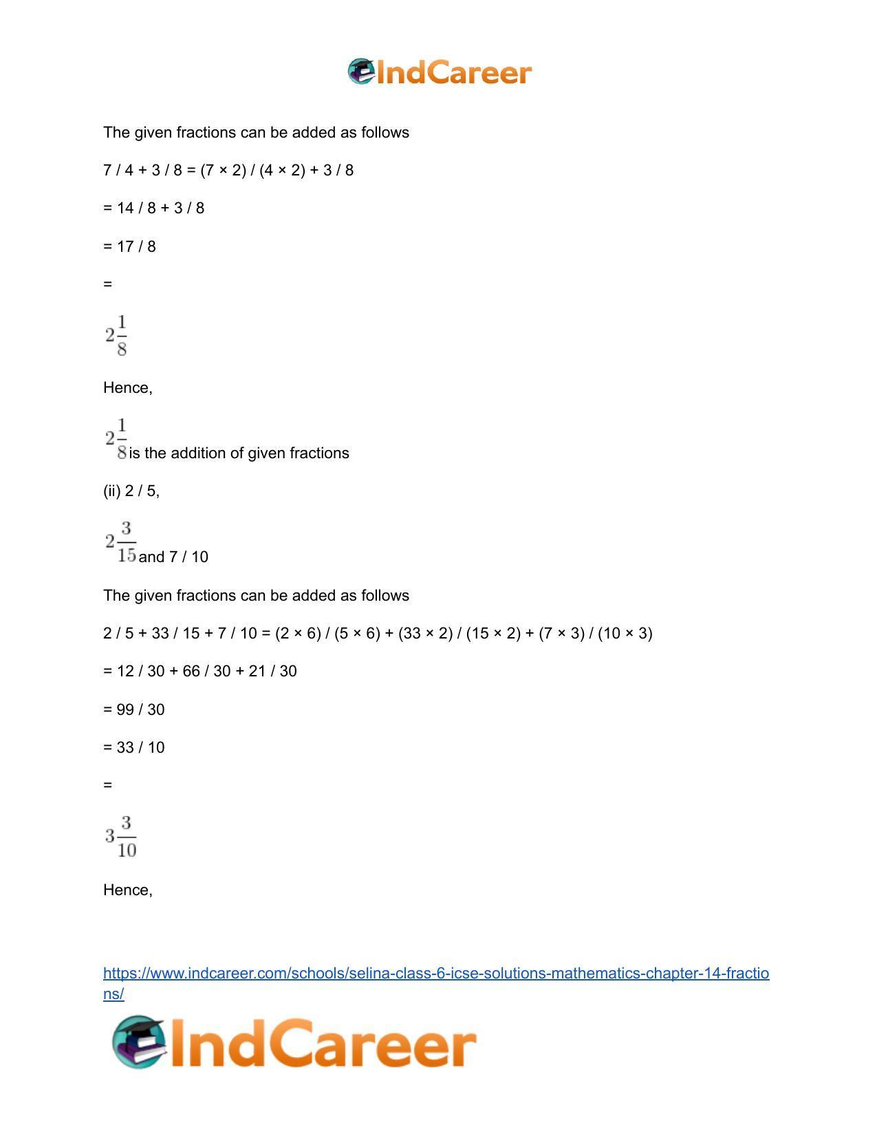 Selina Class 6 ICSE Solutions Mathematics : Chapter 14- Fractions - Page 25