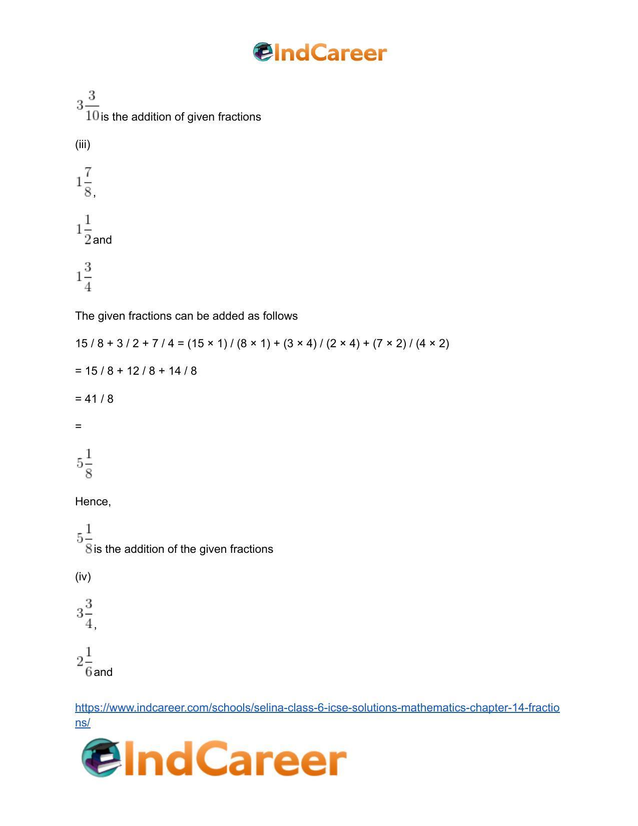 Selina Class 6 ICSE Solutions Mathematics : Chapter 14- Fractions - Page 26