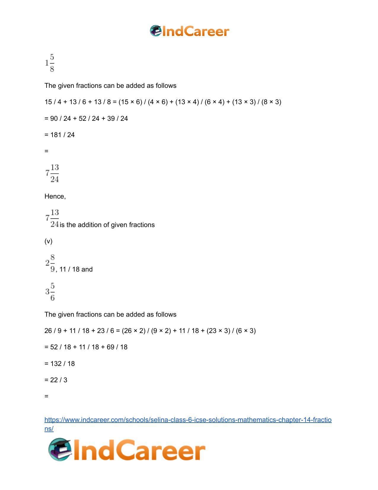 Selina Class 6 ICSE Solutions Mathematics : Chapter 14- Fractions - Page 27