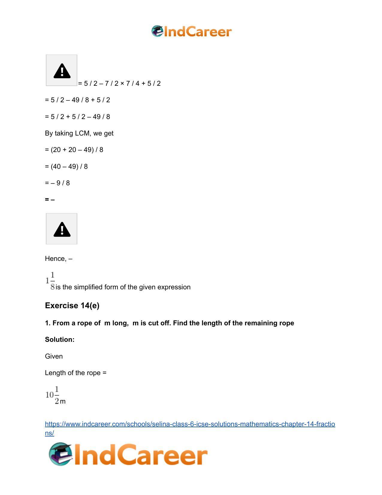 Selina Class 6 ICSE Solutions Mathematics : Chapter 14- Fractions - Page 46