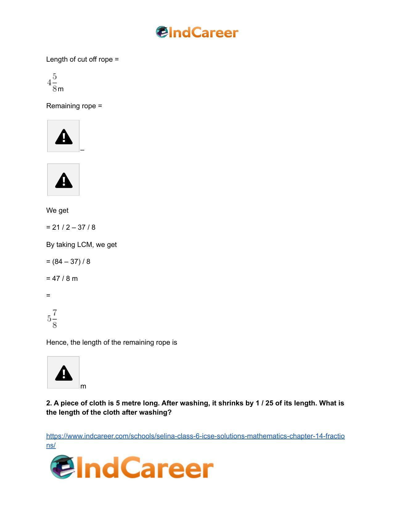 Selina Class 6 ICSE Solutions Mathematics : Chapter 14- Fractions - Page 47
