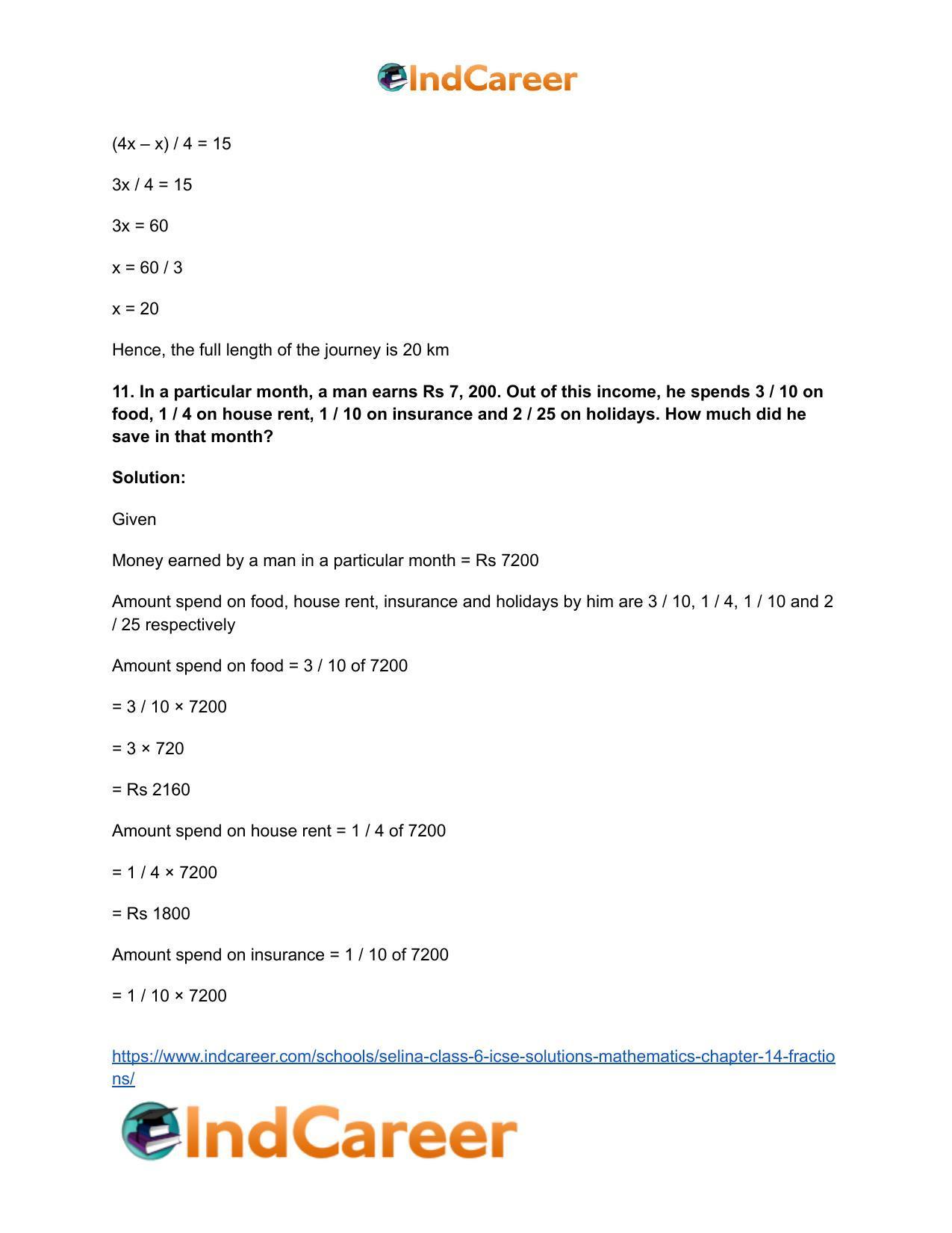 Selina Class 6 ICSE Solutions Mathematics : Chapter 14- Fractions - Page 55