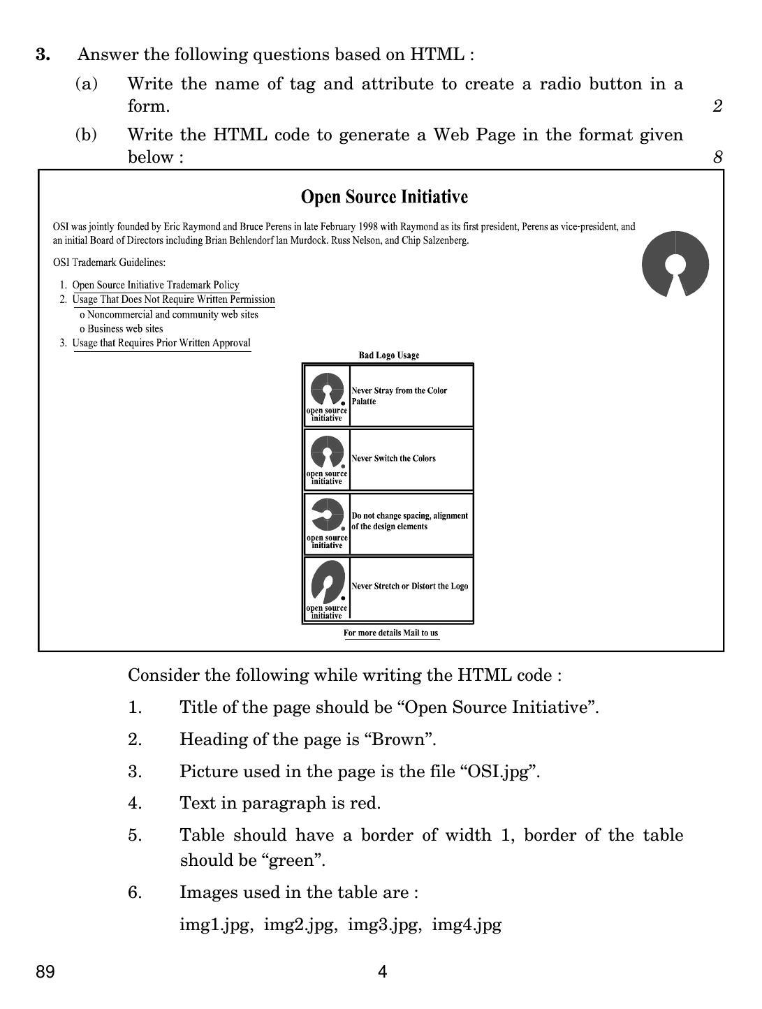 CBSE Class 12 89 MULTIMEDIA AND WEB TECH. 2018 Question Paper - Page 4