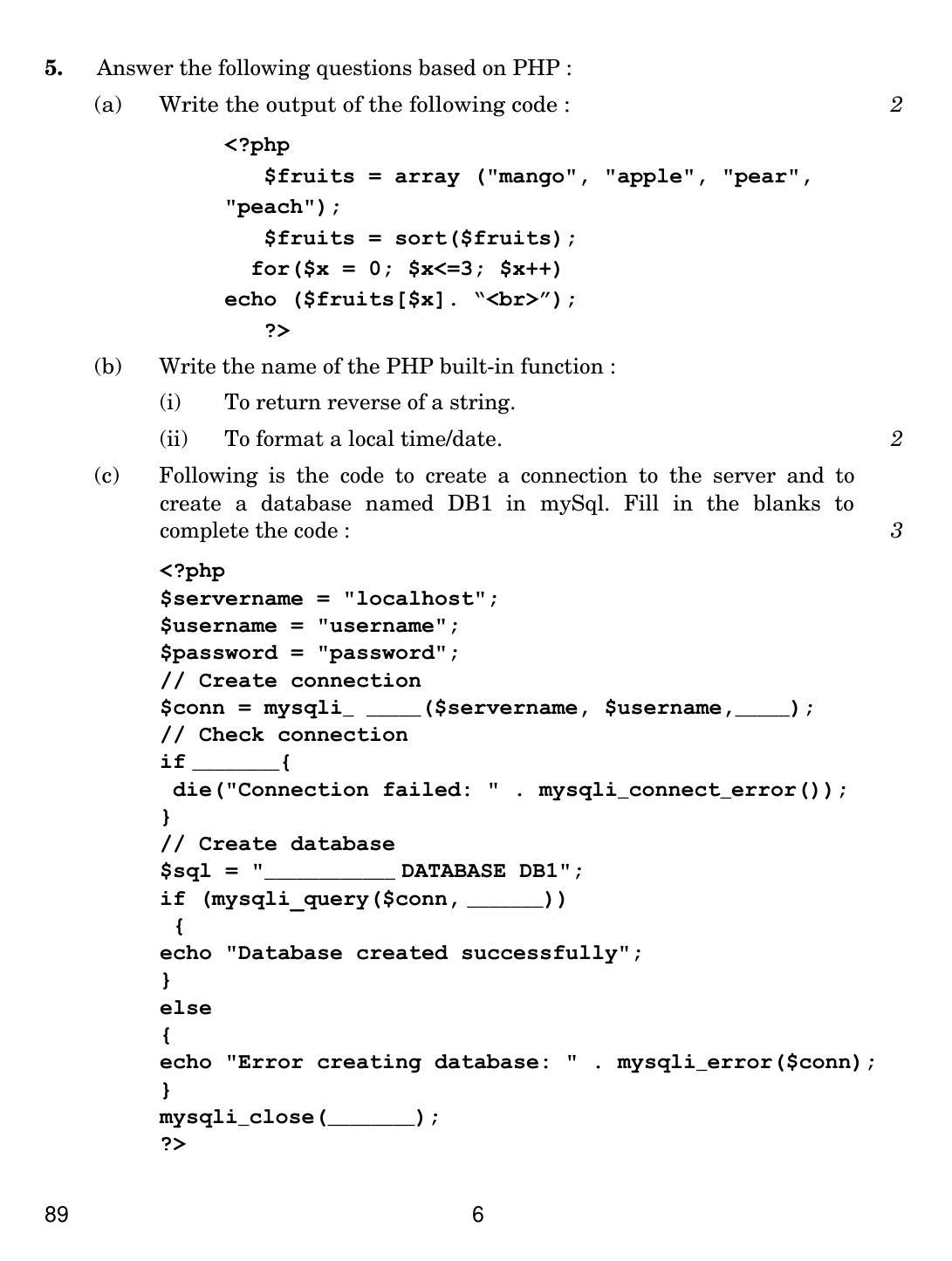 CBSE Class 12 89 MULTIMEDIA AND WEB TECH. 2018 Question Paper - Page 6