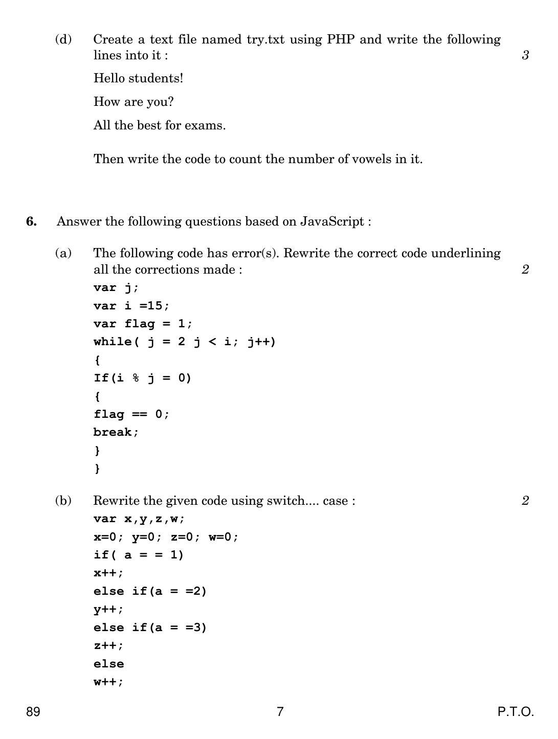 CBSE Class 12 89 MULTIMEDIA AND WEB TECH. 2018 Question Paper - Page 7