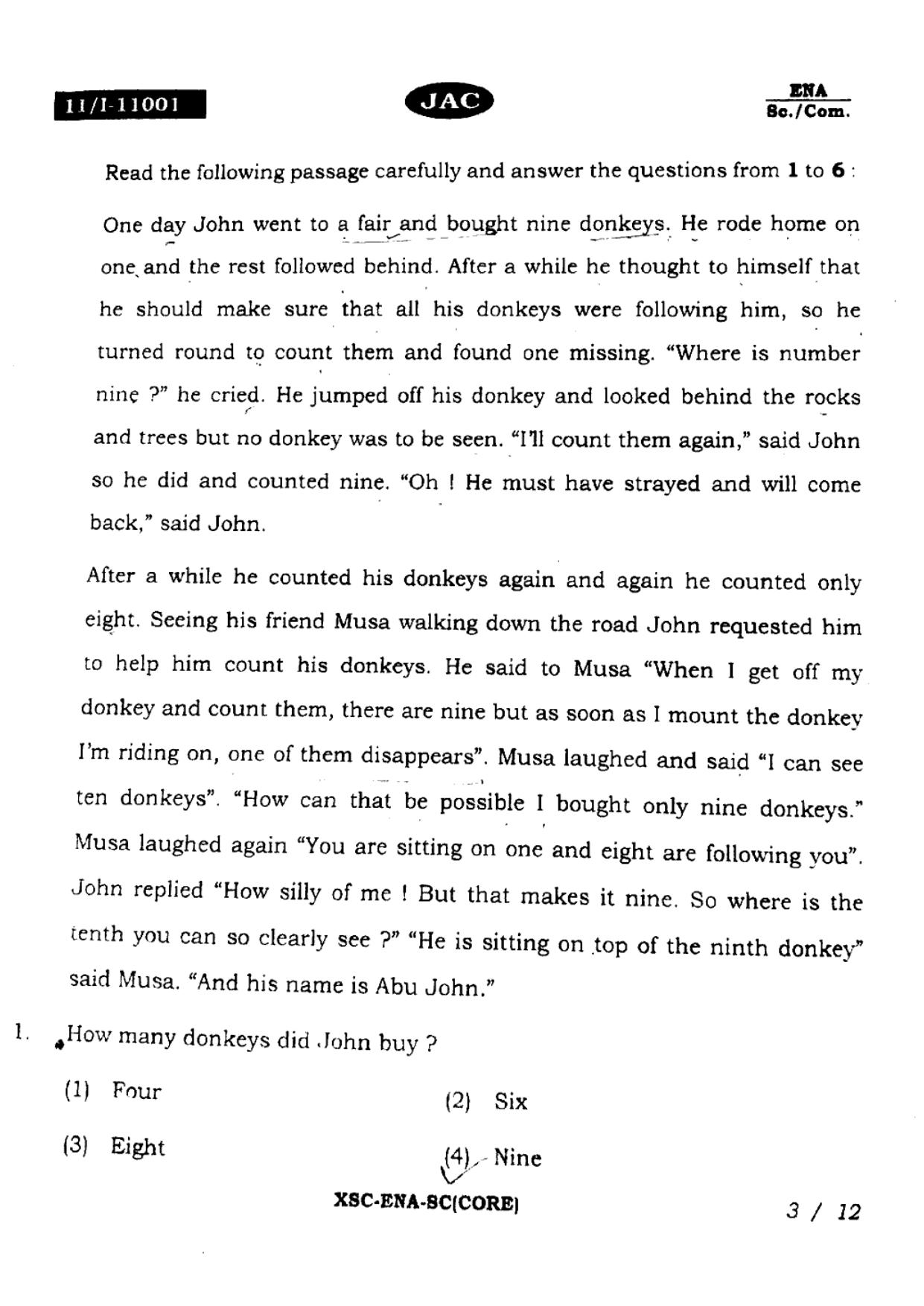 JAC Class 11 2022 English Core Question Paper - Page 2