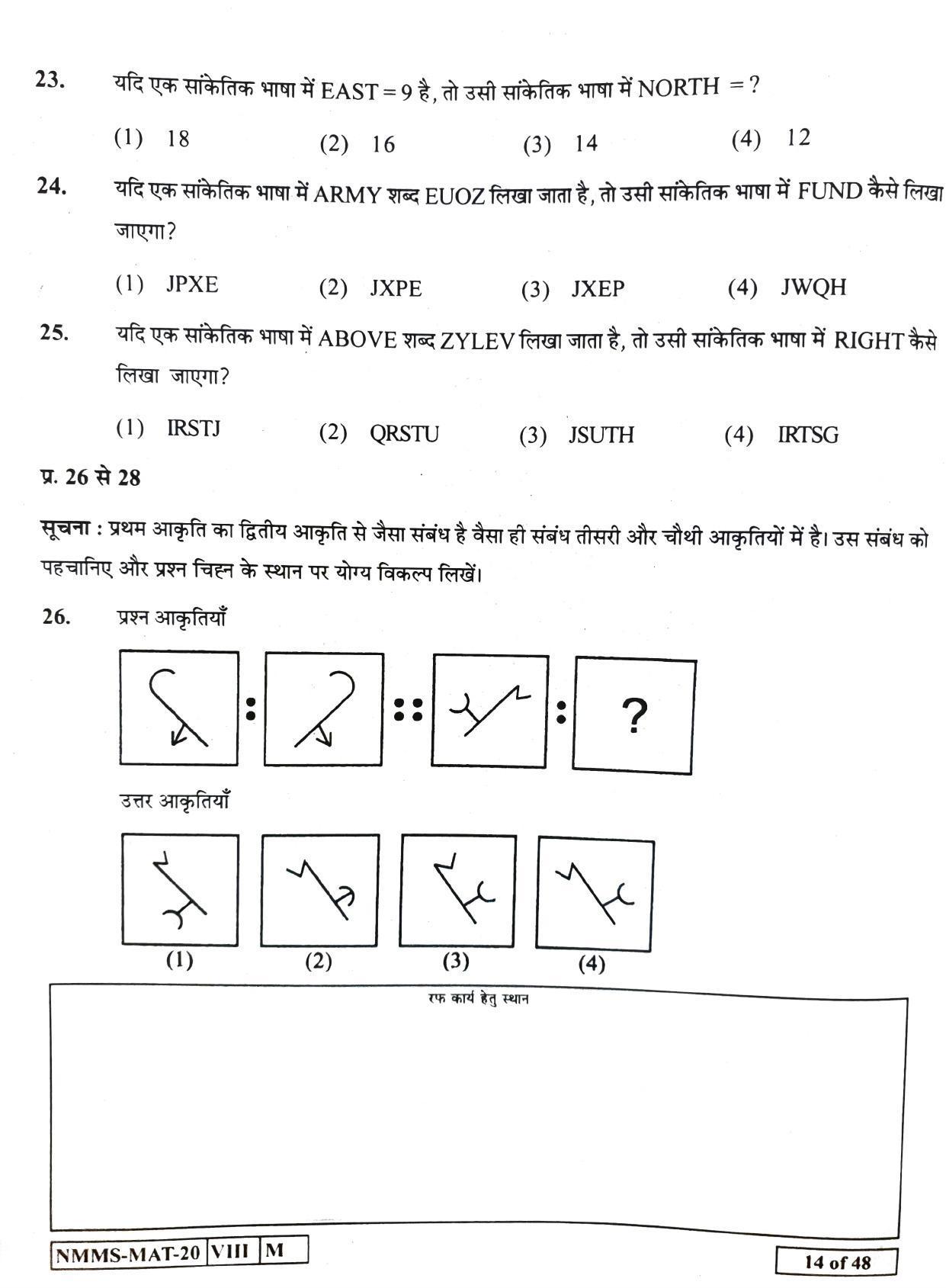 MAT HINDI 2020-21 Class 8 Maharashtra NMMS Question Papers - Page 14