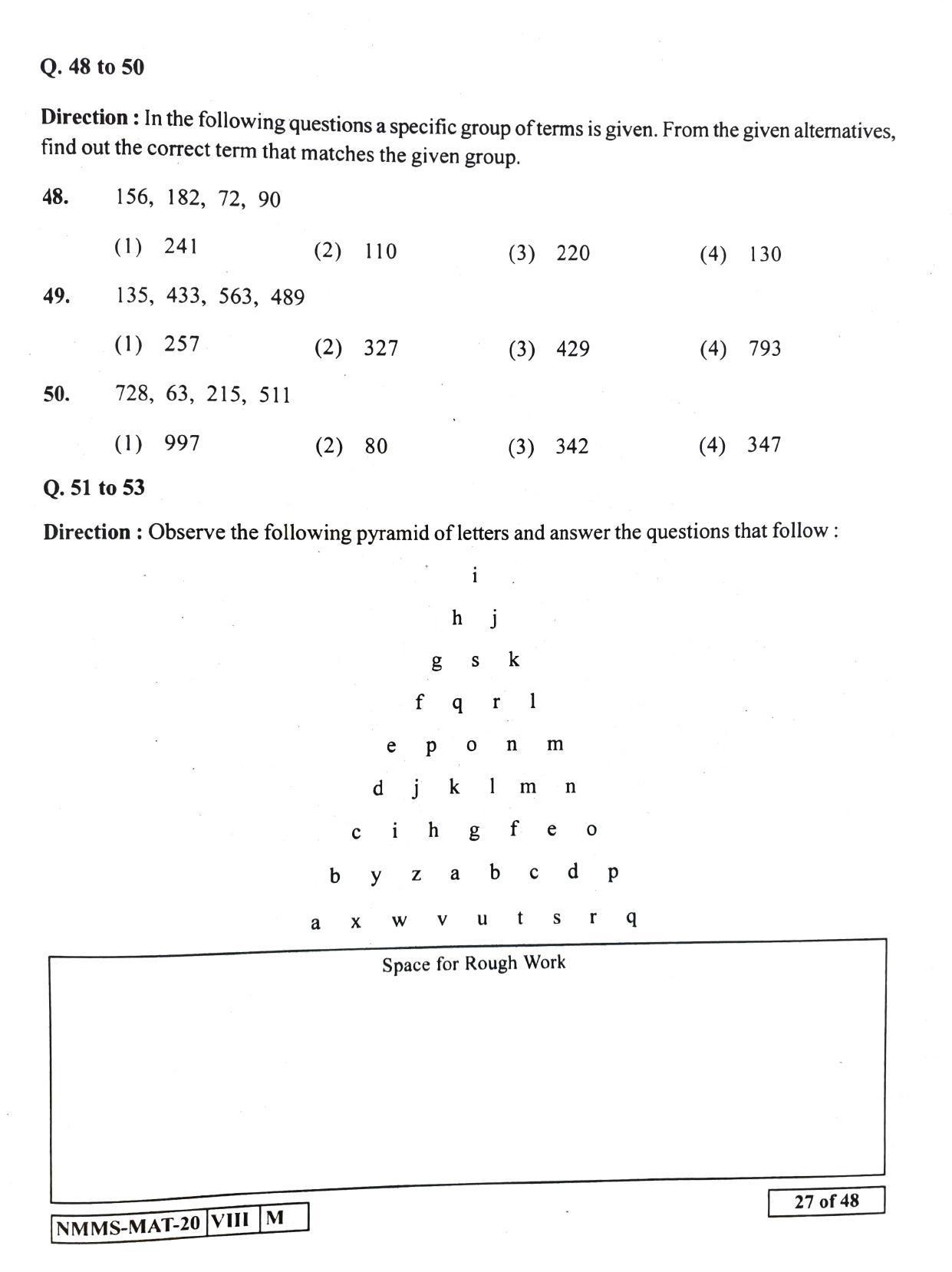 MAT HINDI 2020-21 Class 8 Maharashtra NMMS Question Papers - Page 27