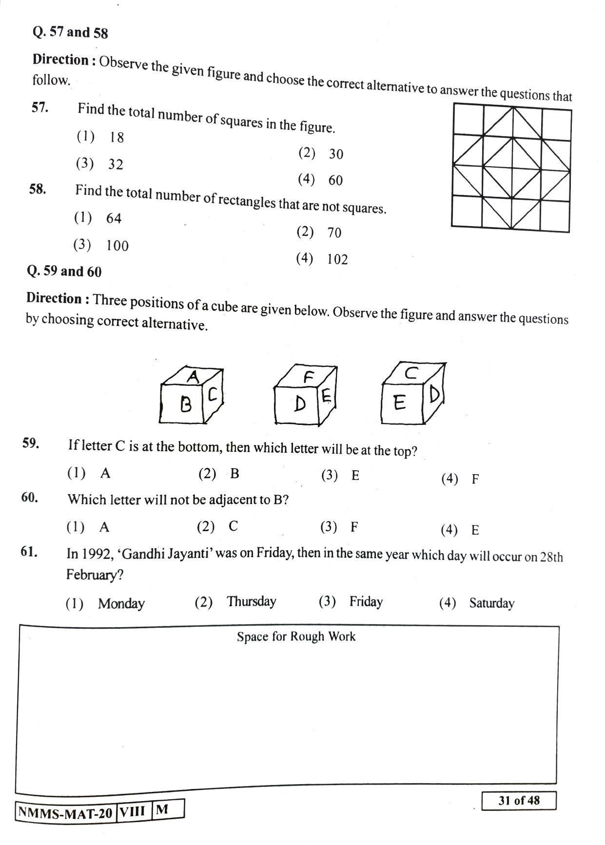 MAT HINDI 2020-21 Class 8 Maharashtra NMMS Question Papers - Page 31