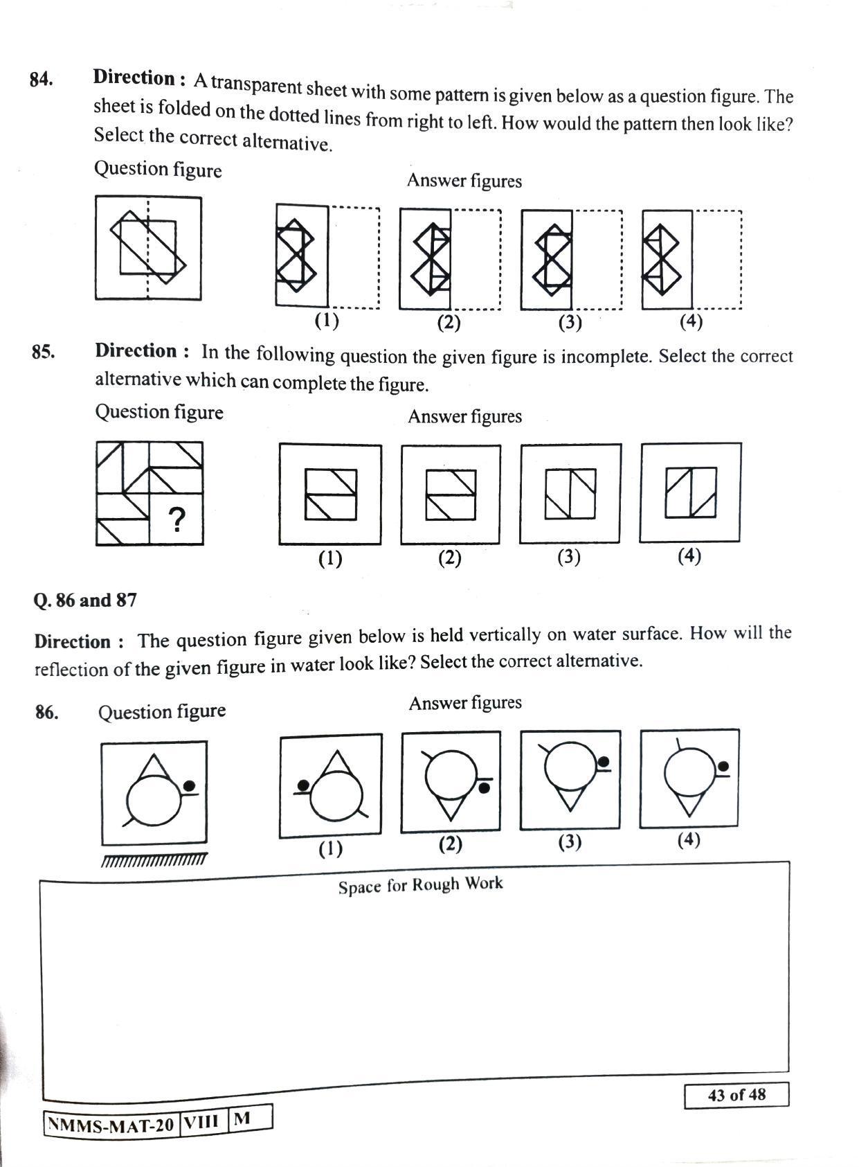 MAT HINDI 2020-21 Class 8 Maharashtra NMMS Question Papers - Page 43