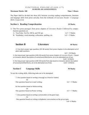 JKBOSE Class 11 Functional English Model Question Paper 2023