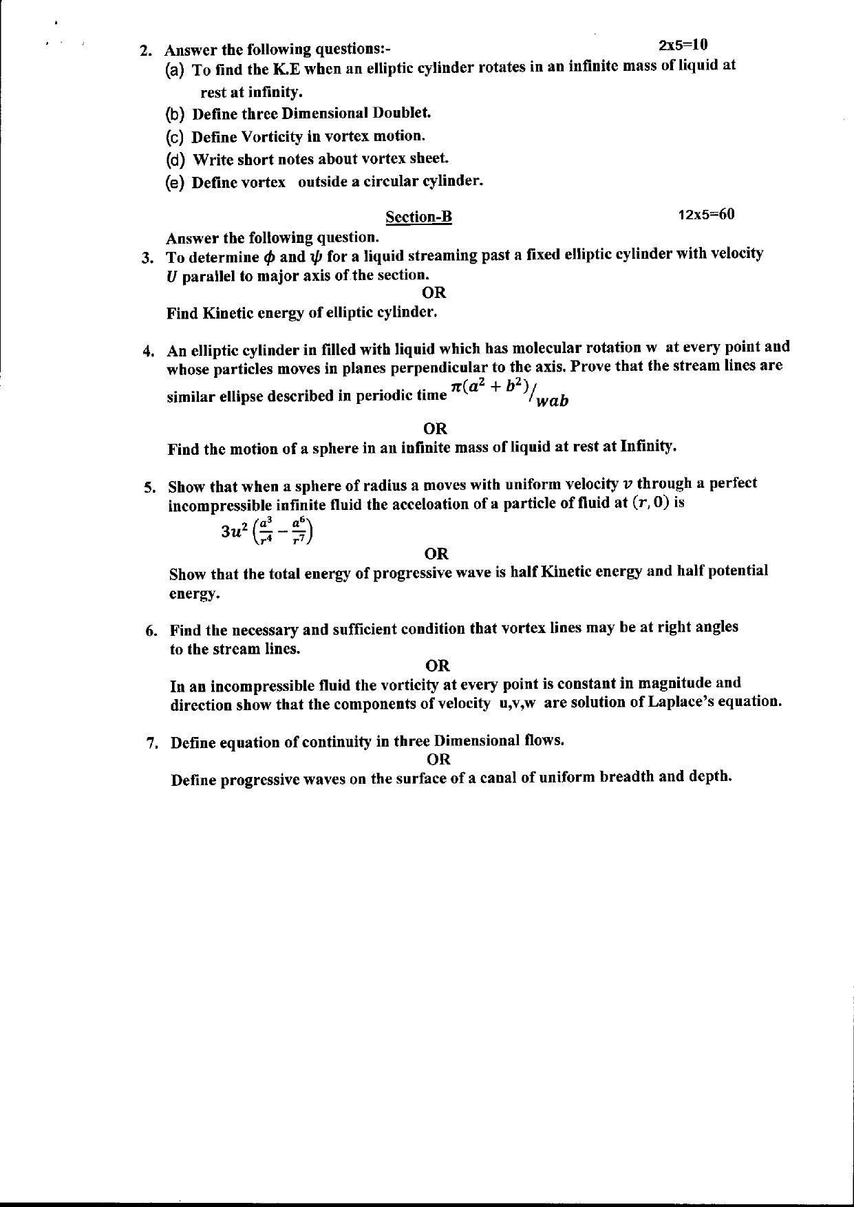 Bilaspur University Question Paper June 2022:M.A./M.Sc. Mathematics (Fourth Semester) Fluid Mechanics -II Paper 1 - Page 2