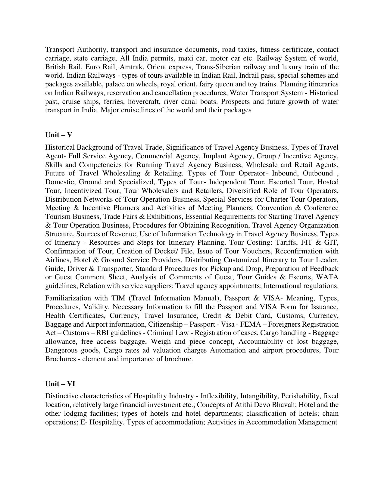 AP RCET Tourism Management Syllabus - Page 3