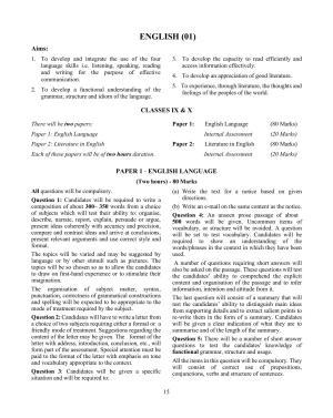 ICSE English Syllabus 2025