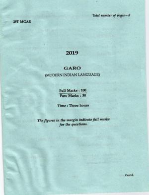 AHSEC Class 12 Garo 2019 Question Papers 