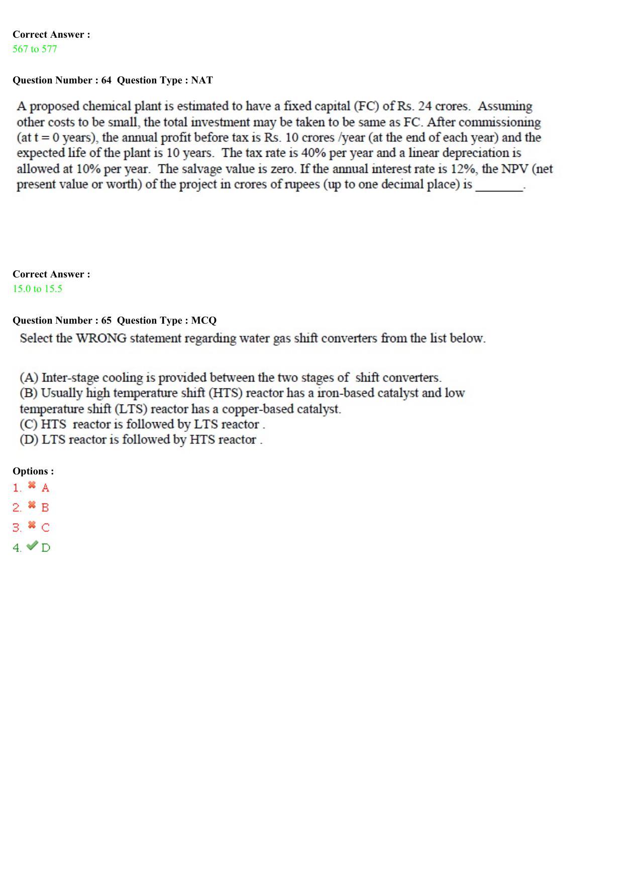 GATE 2015 Chemical Engineering (CH) Question Paper with Answer Key - Page 27