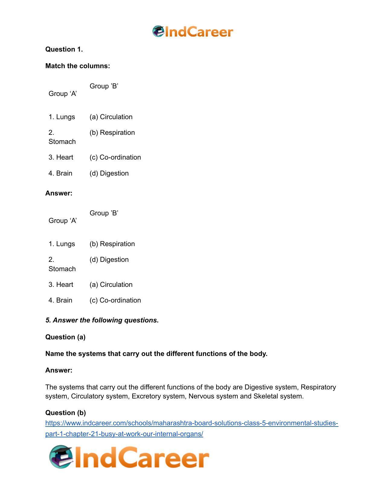 Maharashtra Board Solutions Class 5-Environmental Studies (Part 1): Chapter 21- Busy at Work - Our Internal Organs - Page 4