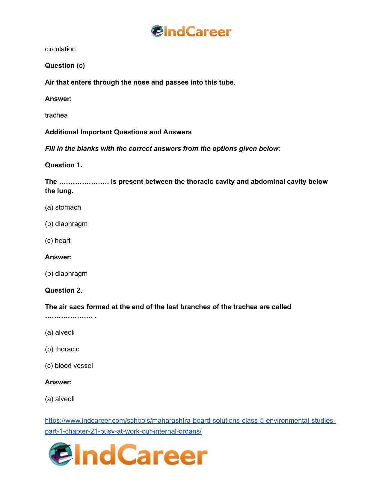 Maharashtra Board Solutions Class 5-Environmental Studies (Part 1): Chapter 21- Busy at Work - Our Internal Organs - Page 6