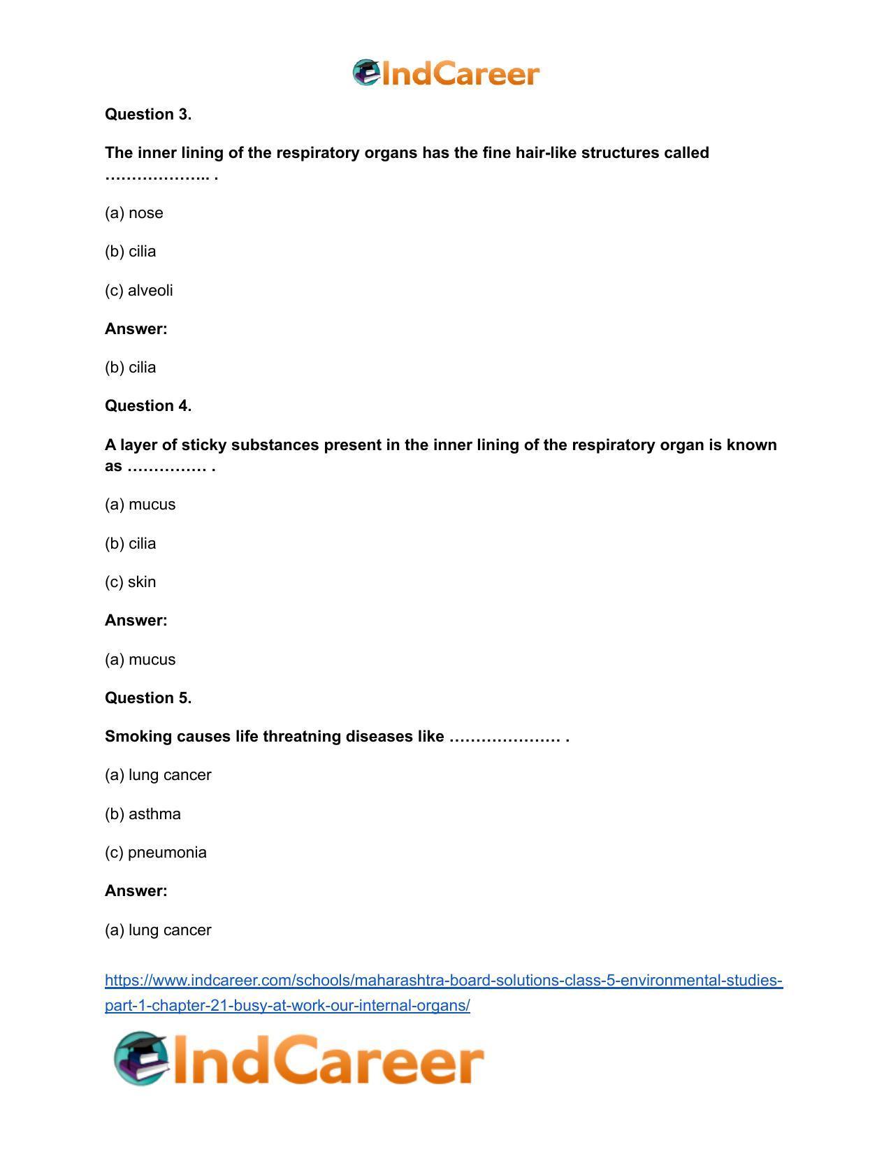 Maharashtra Board Solutions Class 5-Environmental Studies (Part 1): Chapter 21- Busy at Work - Our Internal Organs - Page 7
