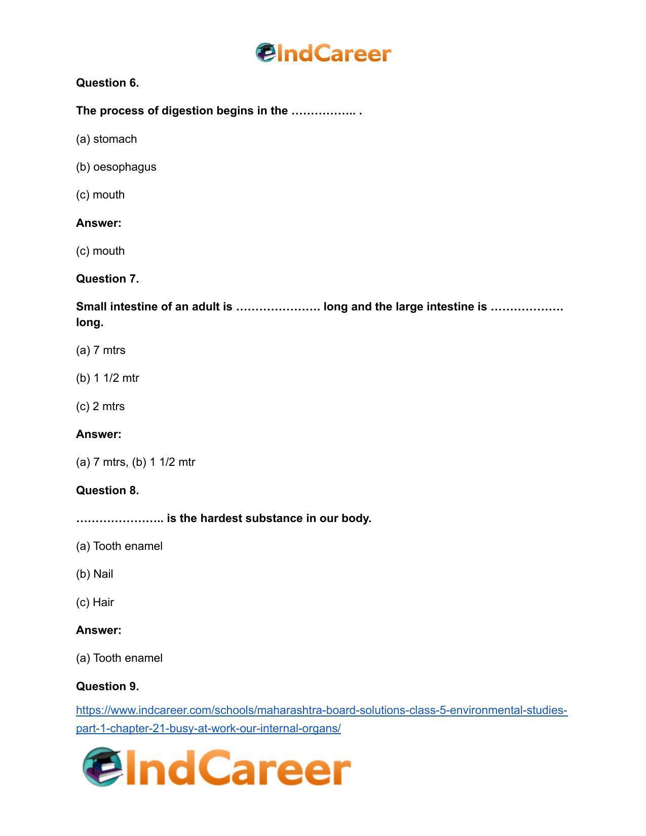 Maharashtra Board Solutions Class 5-Environmental Studies (Part 1): Chapter 21- Busy at Work - Our Internal Organs - Page 8