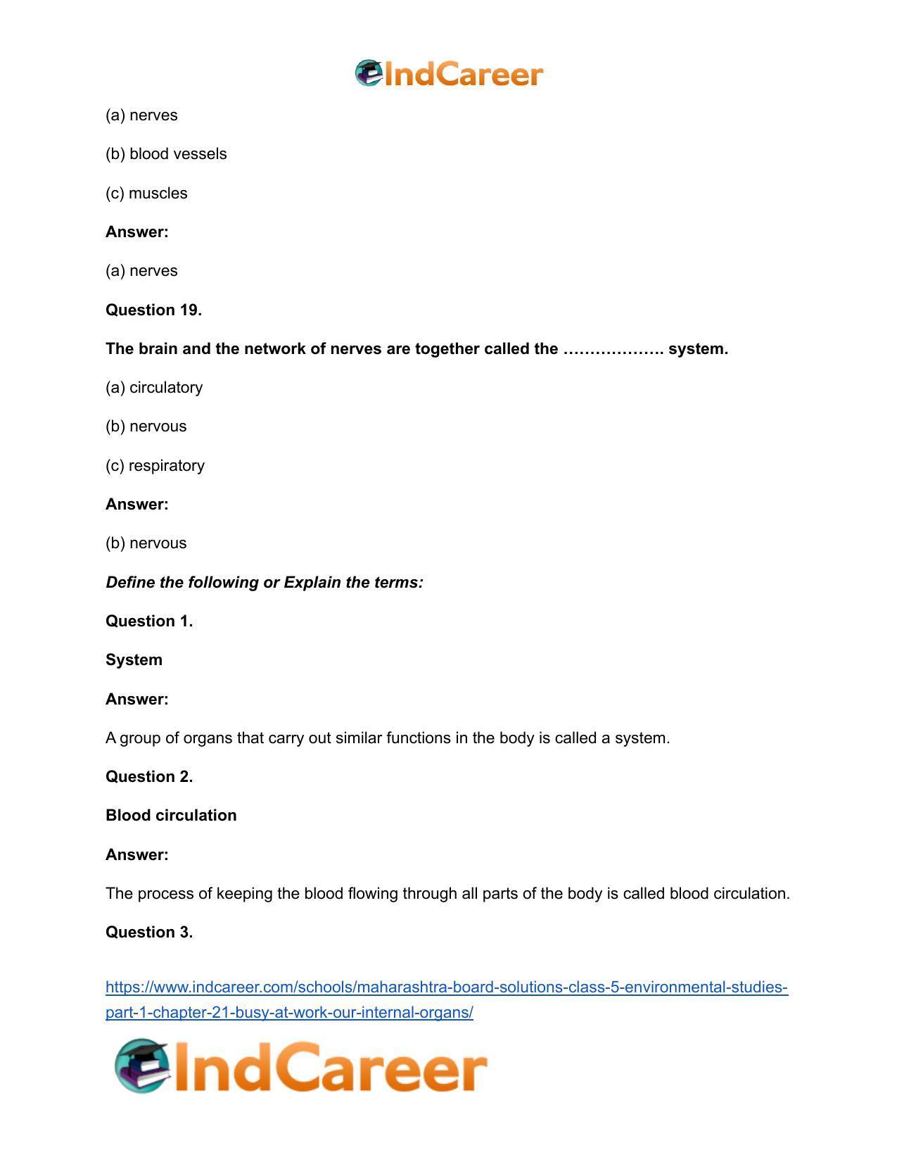 Maharashtra Board Solutions Class 5-Environmental Studies (Part 1): Chapter 21- Busy at Work - Our Internal Organs - Page 12